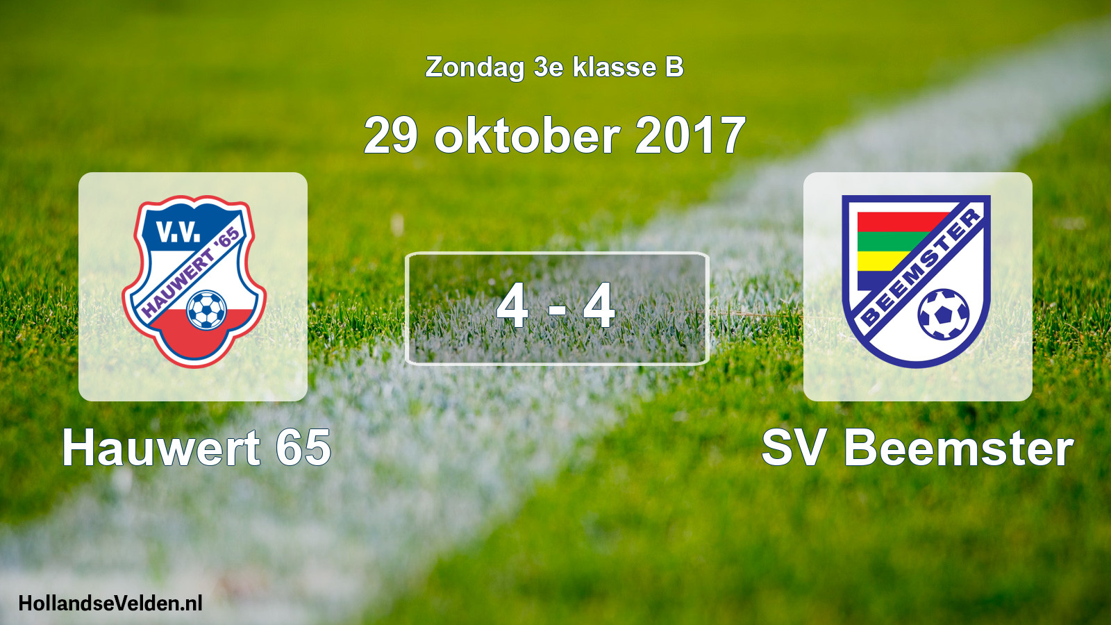 Total number of matches played: Hauwert 65 - SV Beemster 4 - 4 (29 October 2017)