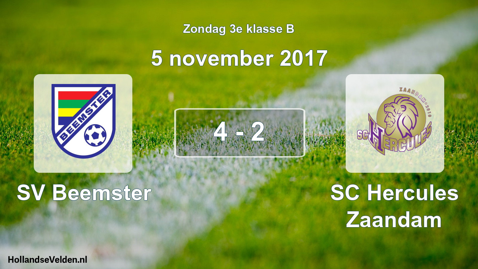 Total number of matches played: SV Beemster - SC Hercules Zaandam 4 - 2 (5 November 2017)