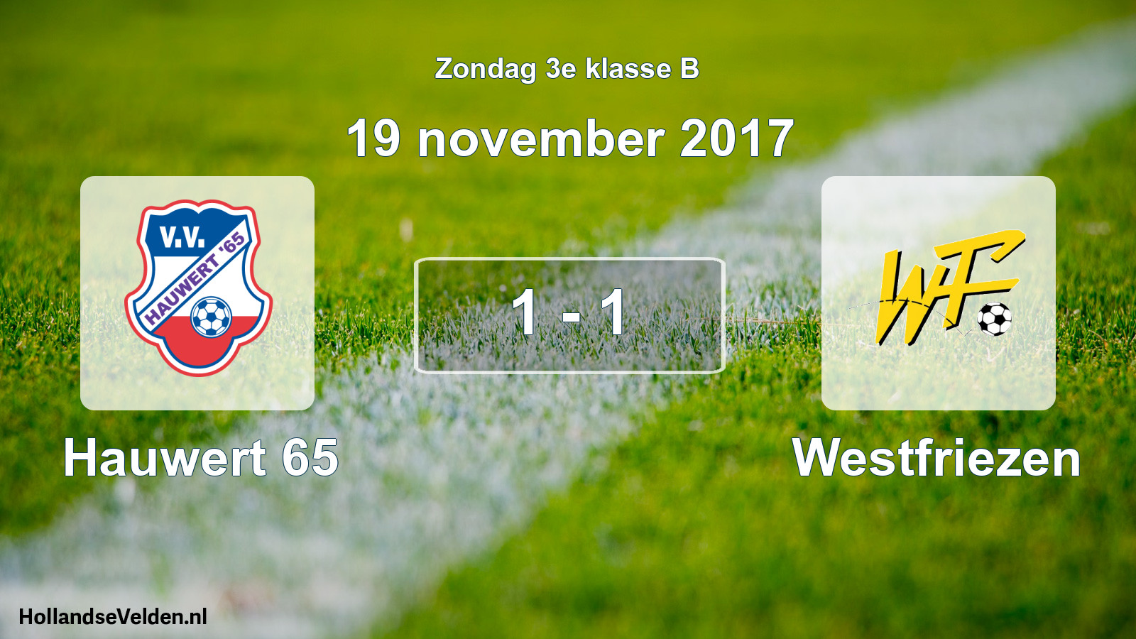 Total number of matches played: Hauwert 65 - Westfriezen 1 - 1 (19 November 2017)