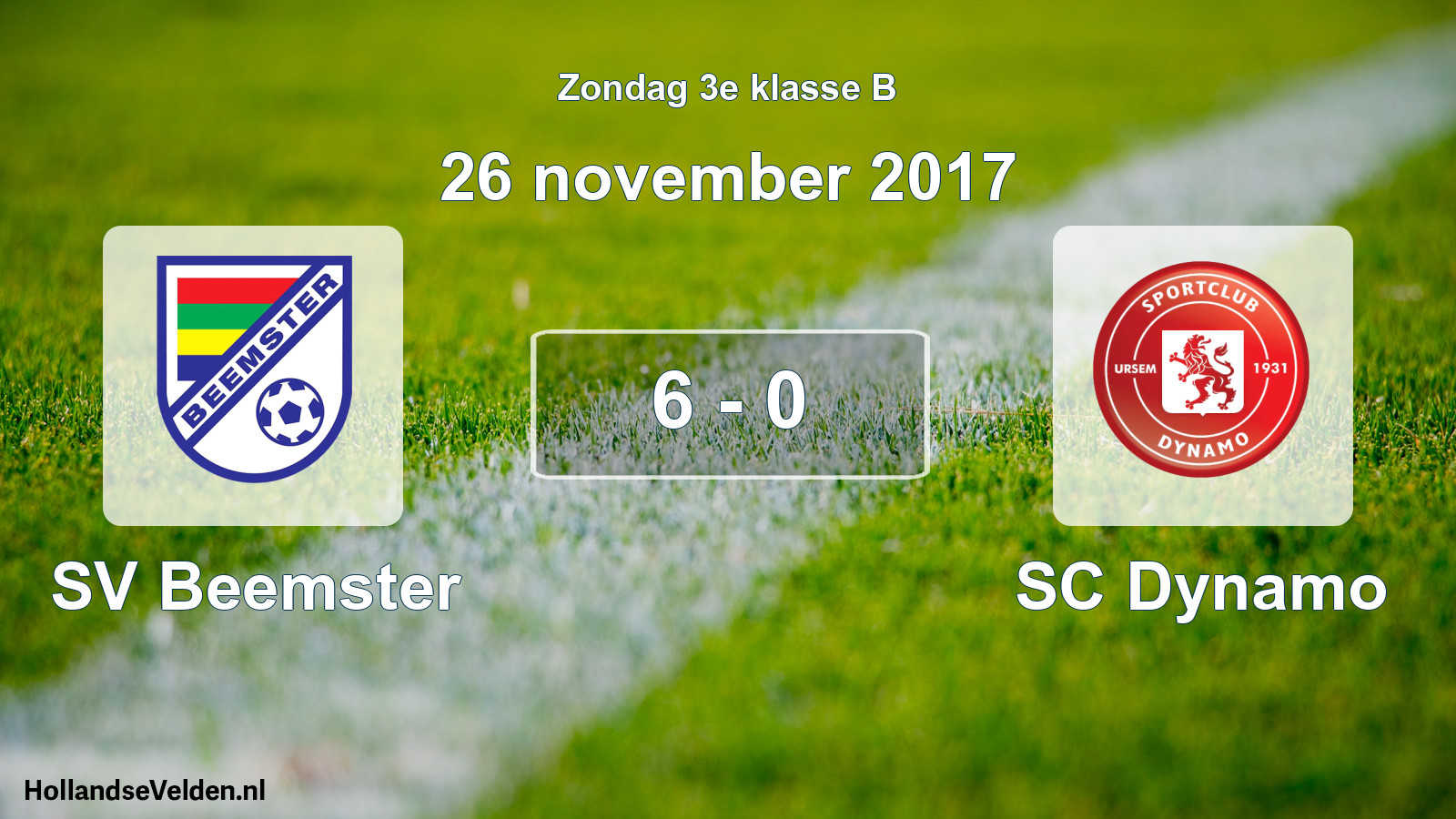 Total number of matches played: SV Beemster - SC Dynamo 6 - 0 (26 November 2017)