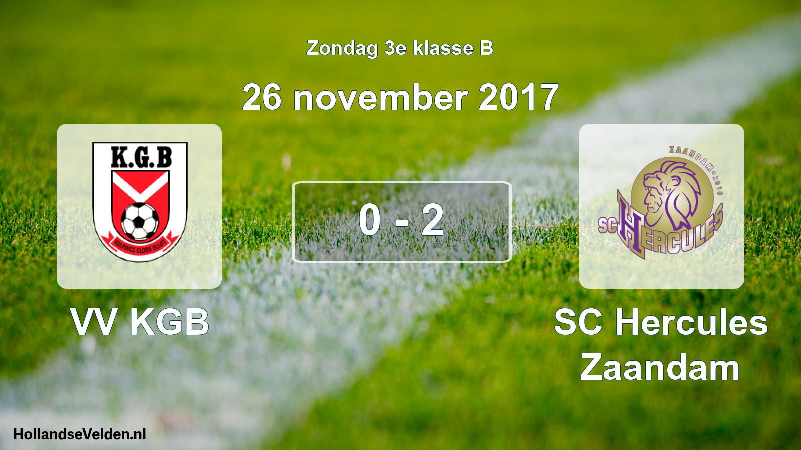 Total number of matches played: VV KGB - SC Hercules Zaandam 0 - 2 (26 November 2017)