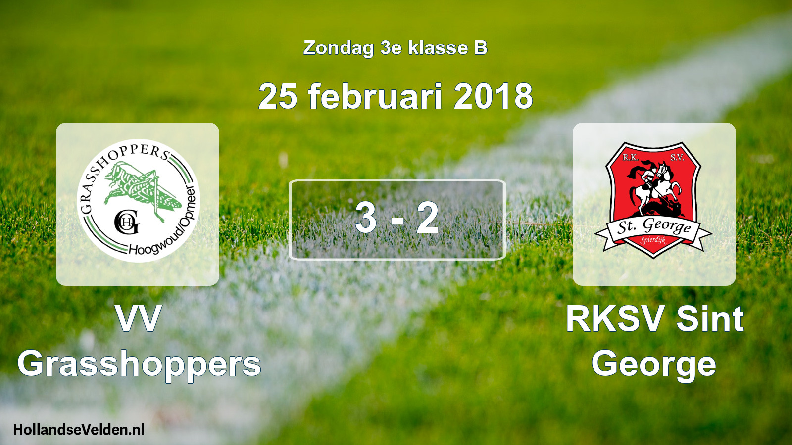 Total number of matches played: VV Grasshoppers - RKSV Sint George 3 - 2 (25 February 2018)