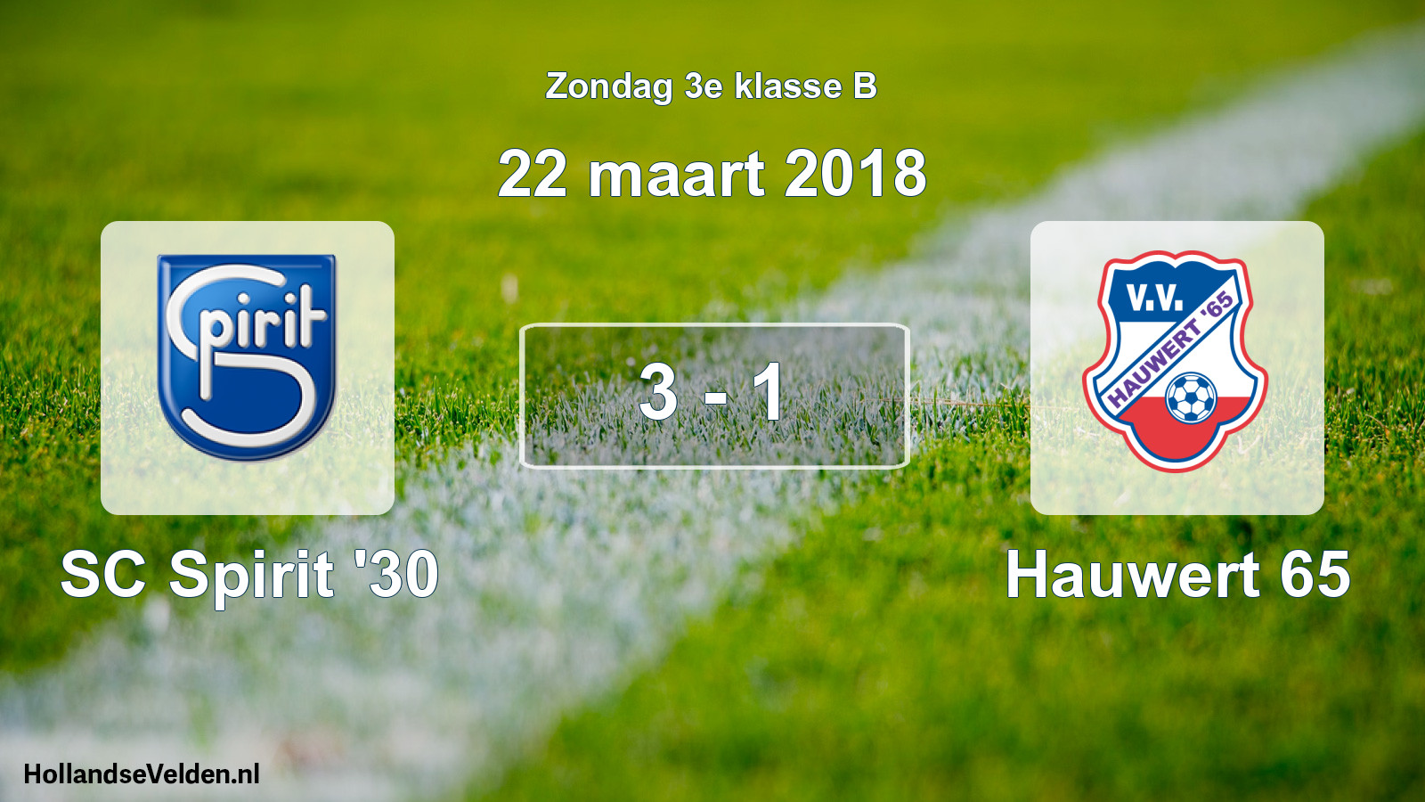 Total number of matches played: SC Spirit '30 - Hauwert 65 3 - 1 (22 March 2018)