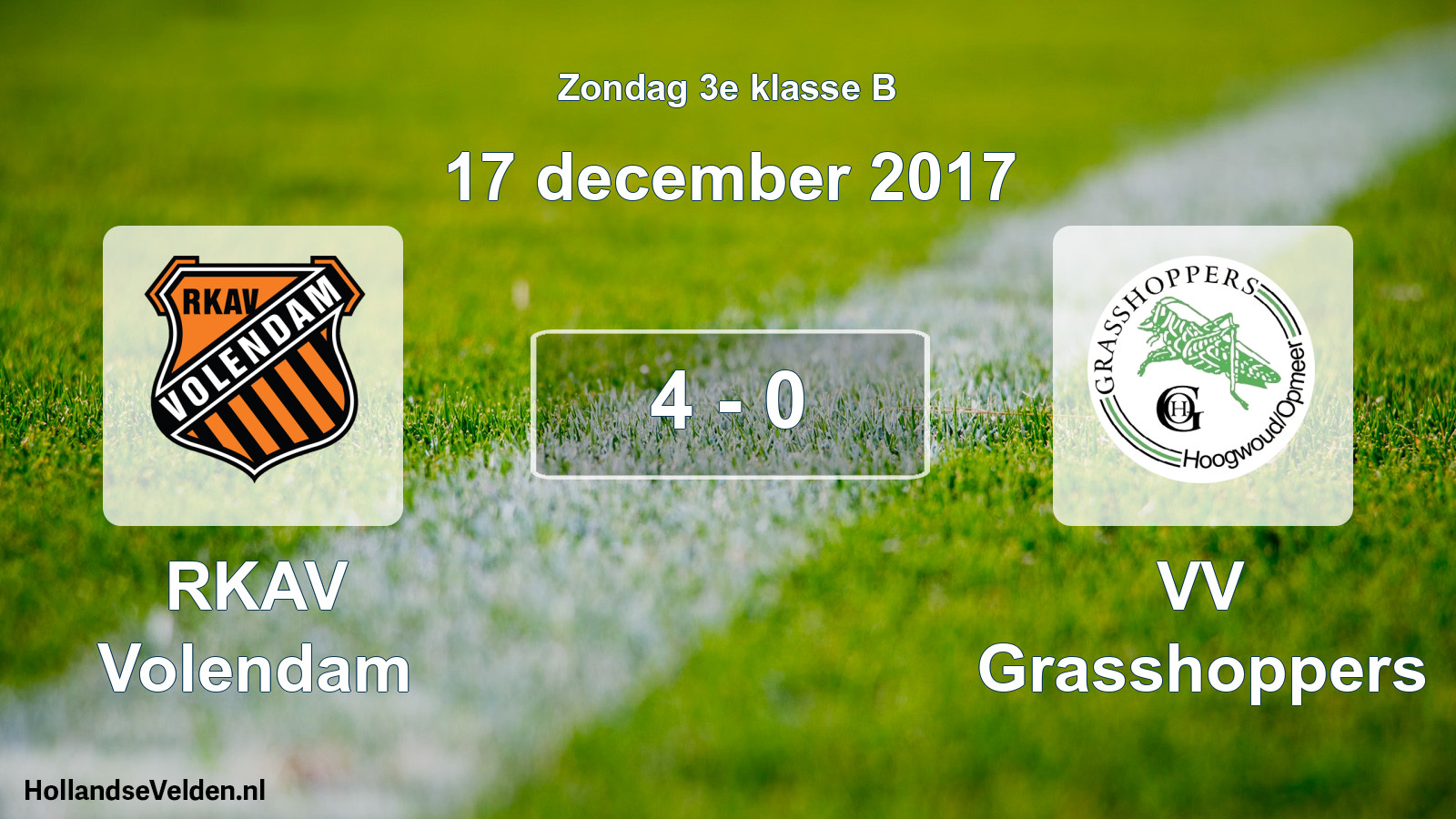 Total number of matches played: RKAV Volendam - VV Grasshoppers 4 - 0 (17 December 2017)