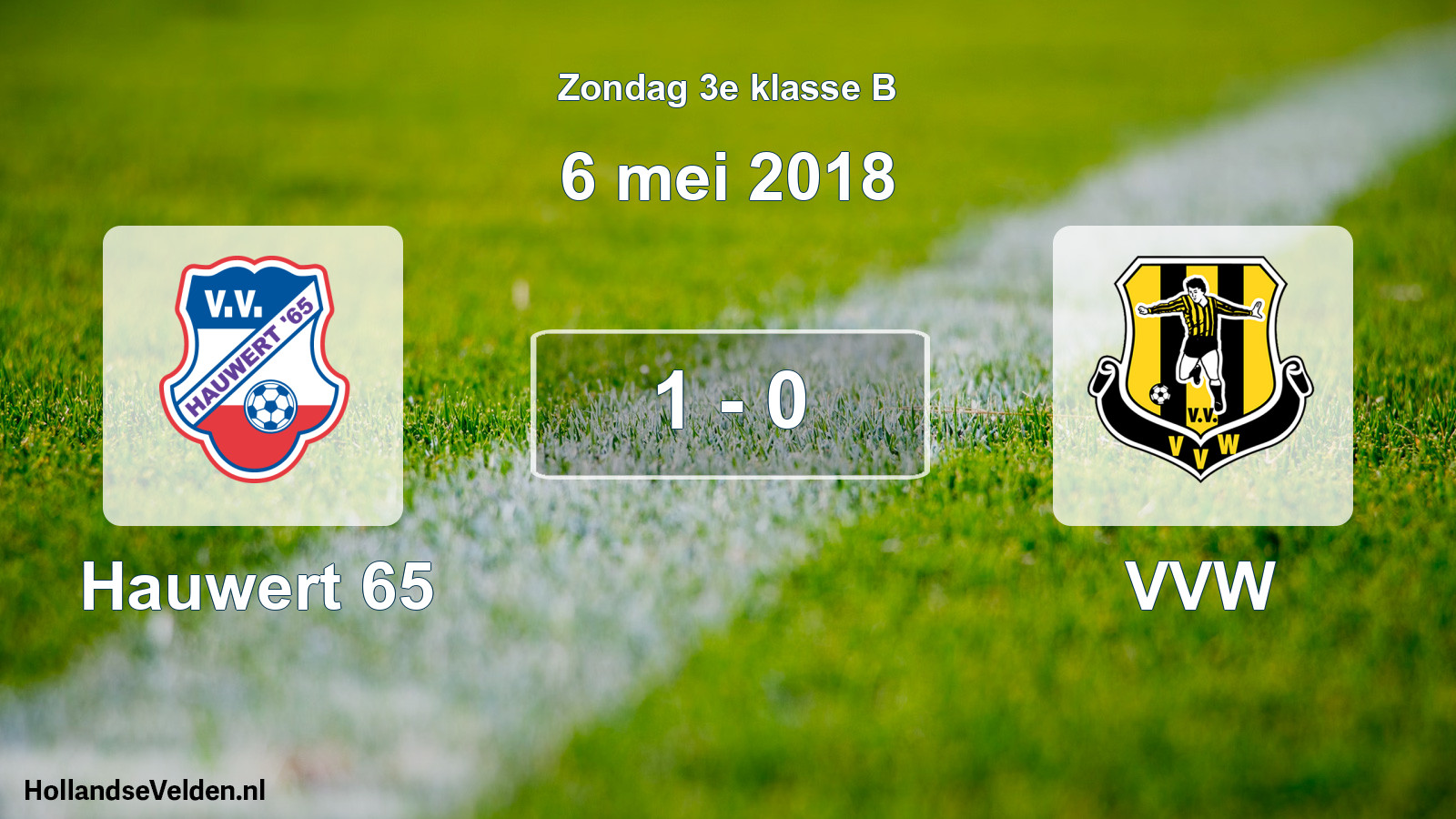 Total number of matches played: Hauwert 65 - VVW 1 - 0 (6 May 2018)