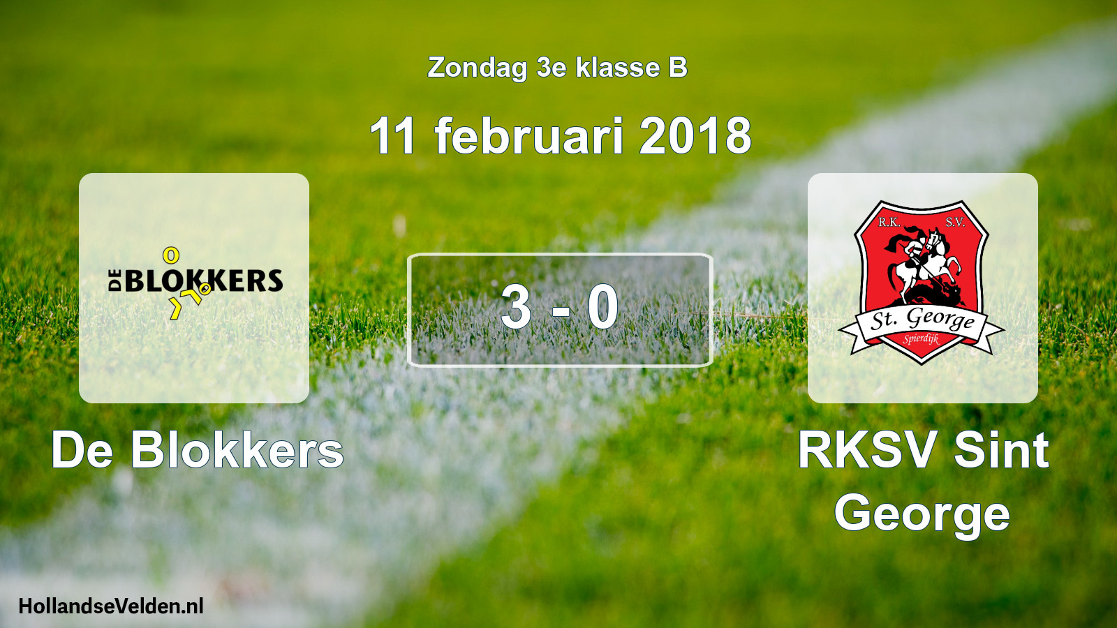 Total number of matches played: De Blokkers - RKSV Sint George 3 - 0 (11 February 2018)