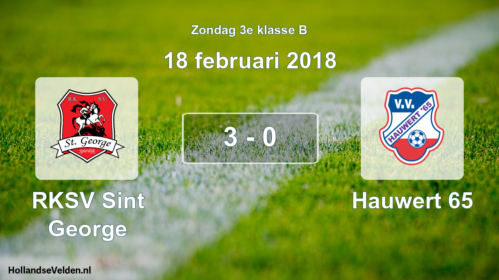 Total number of matches played: RKSV Sint George - Hauwert 65 3 - 0 (18 February 2018)