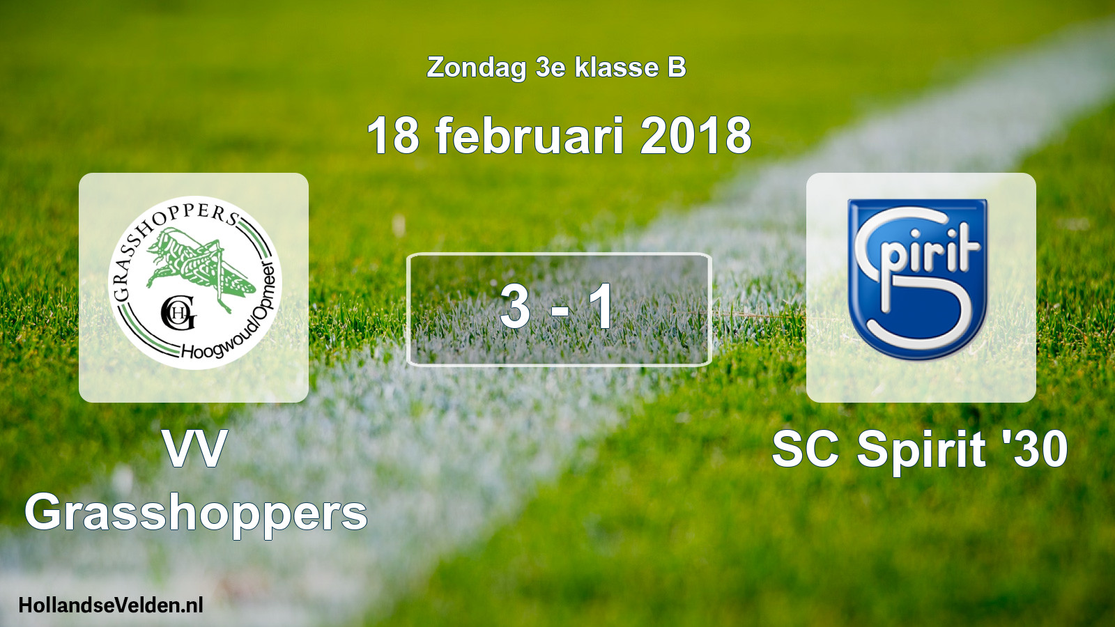 Total number of matches played: VV Grasshoppers - SC Spirit '30 3 - 1 (18 February 2018)