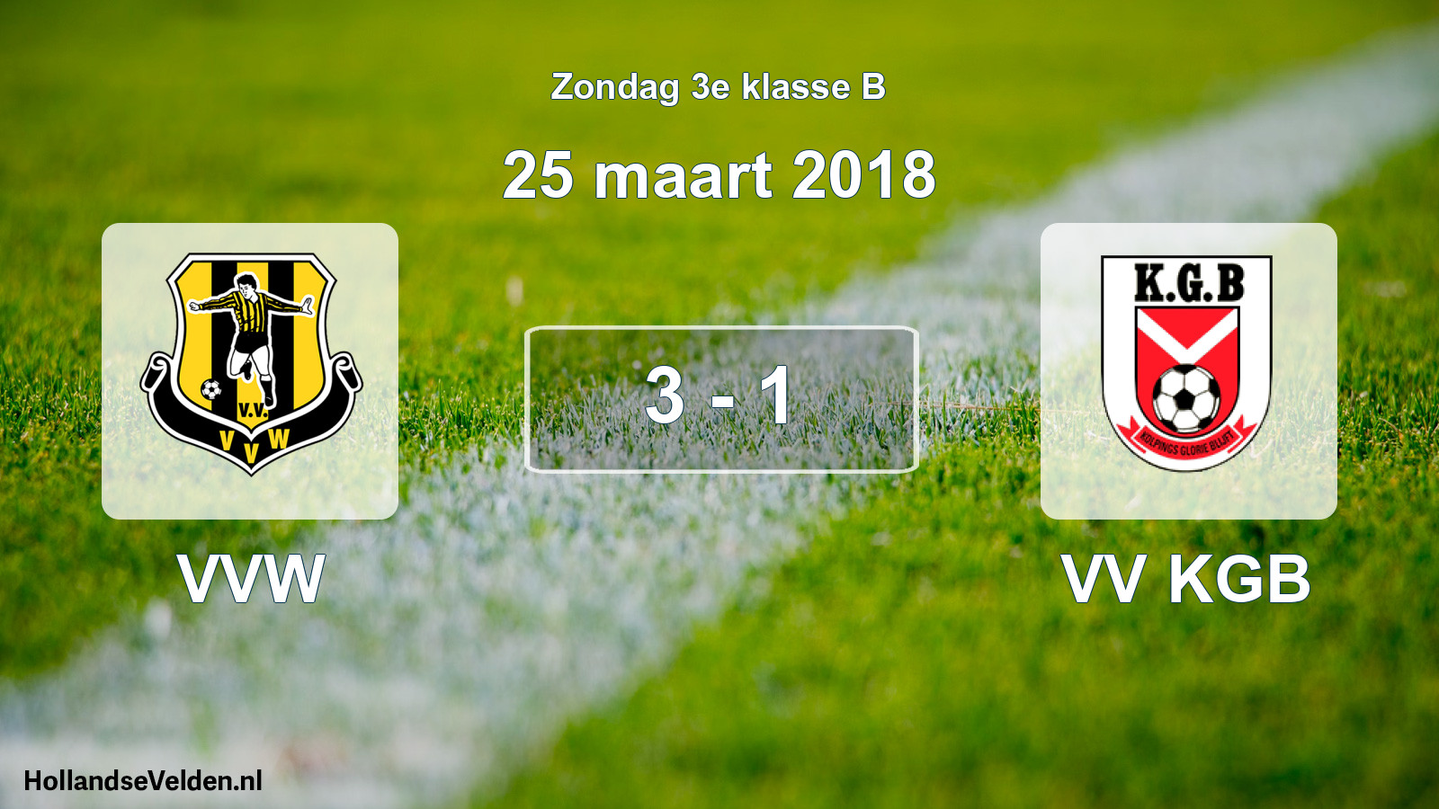 Total number of matches played: VVW - VV KGB 3 - 1 (25 March 2018)