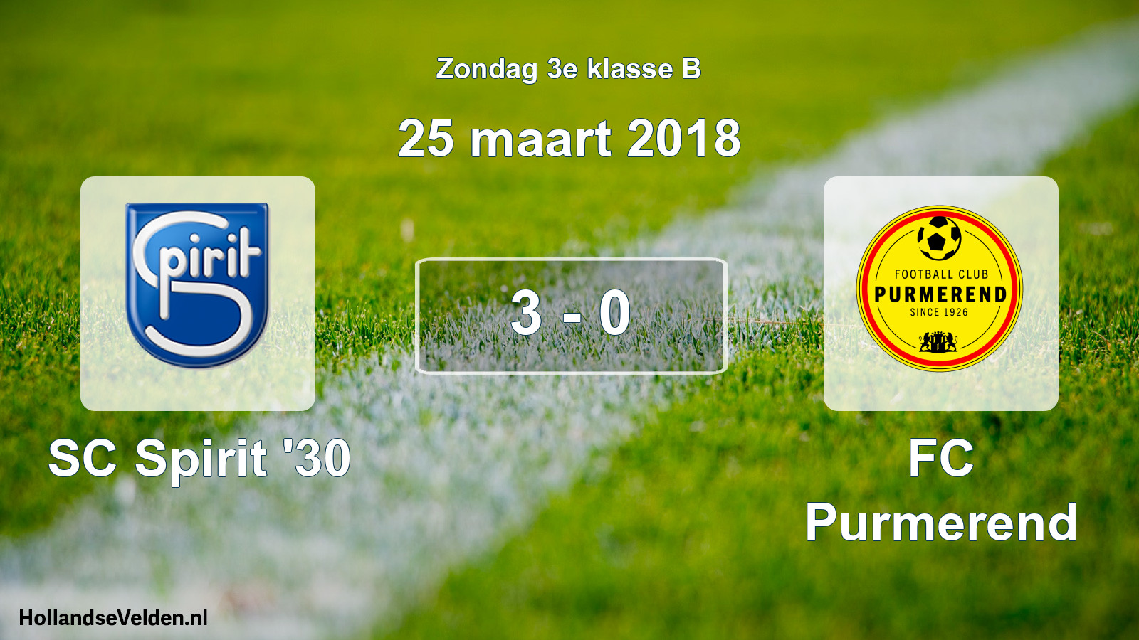 Total number of matches played: SC Spirit '30 - FC Purmerend 3 - 0 (25 March 2018)