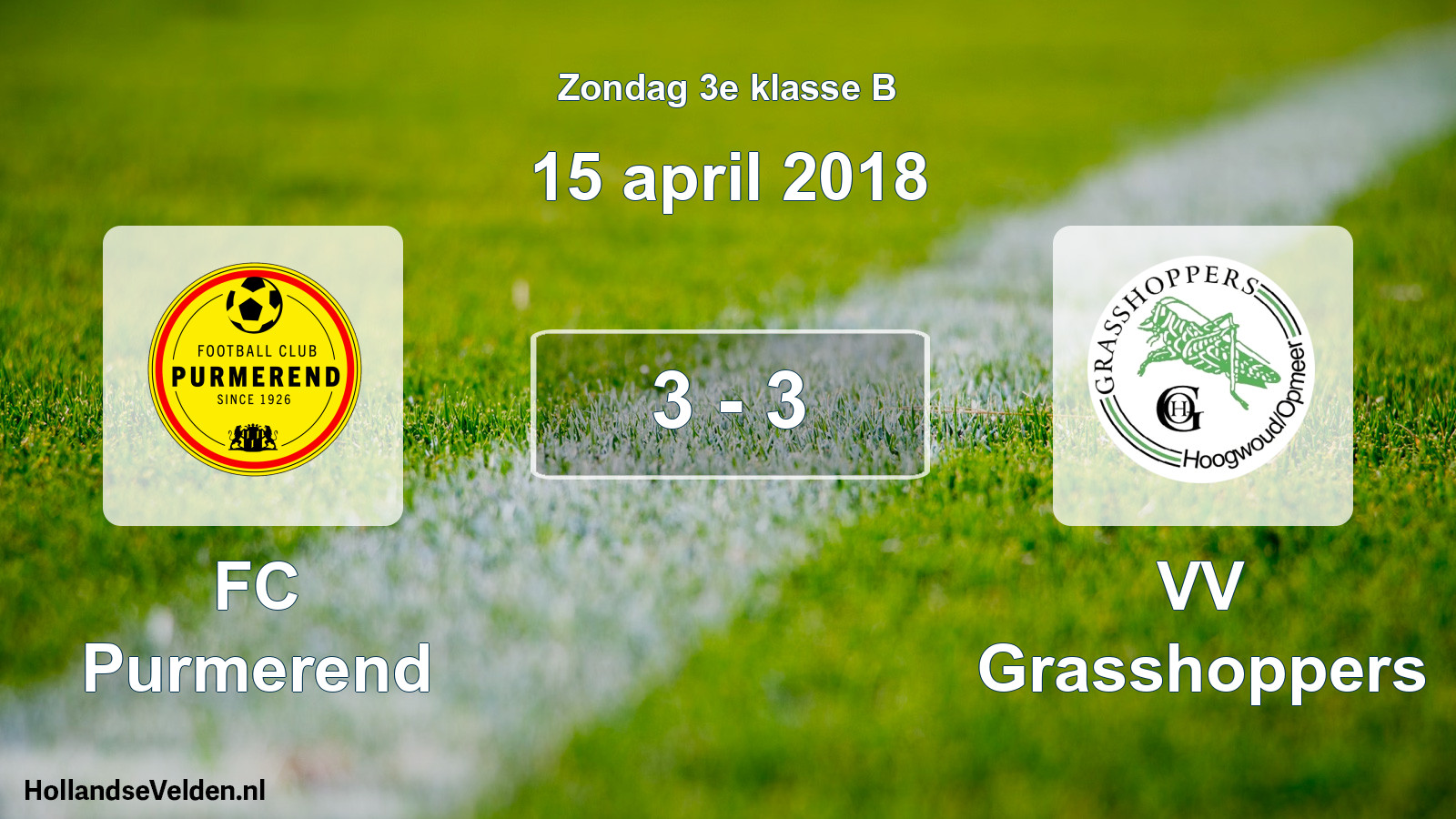 Total number of matches played: FC Purmerend - VV Grasshoppers 3 - 3 (15 April 2018)