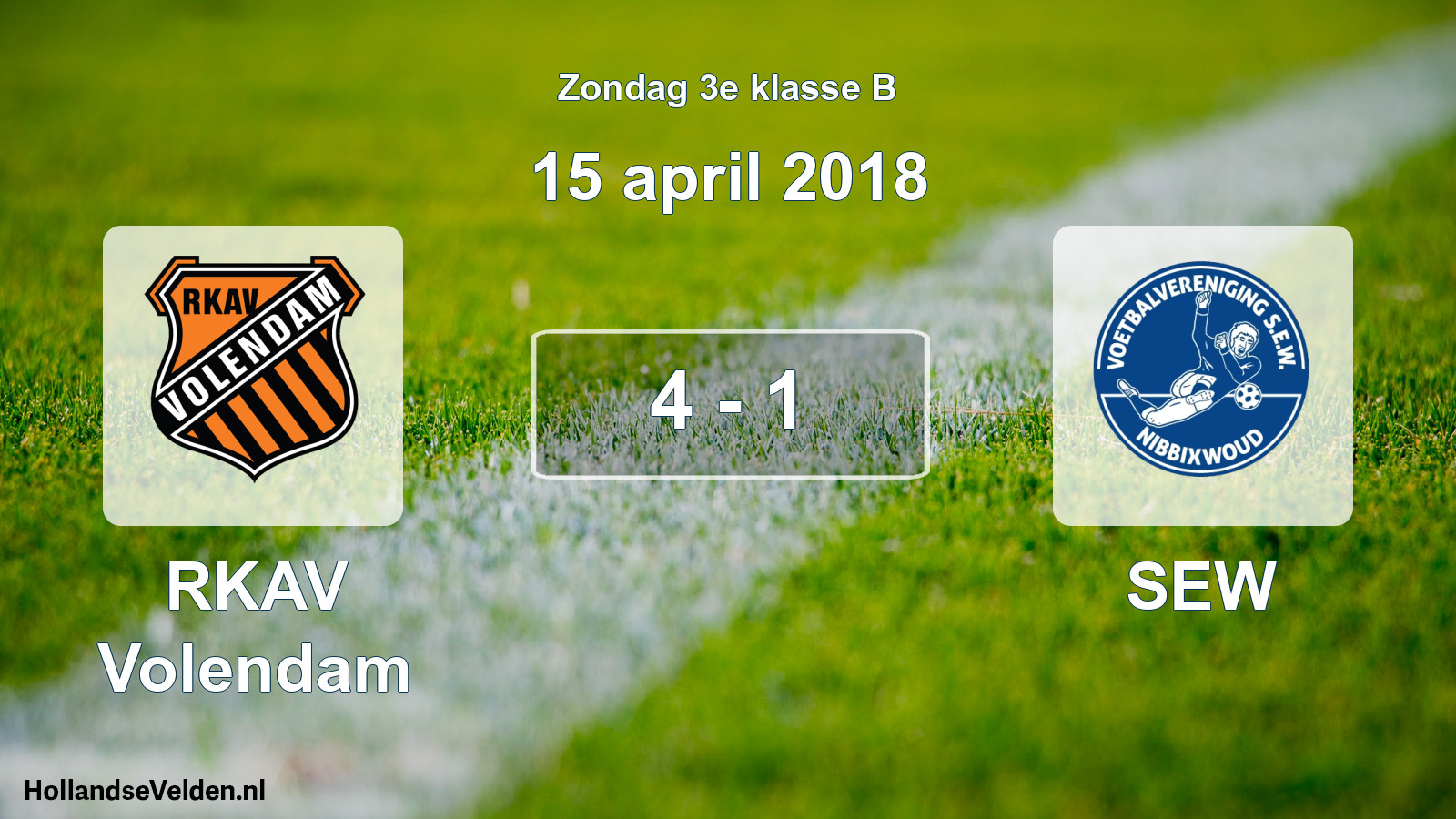 Total number of matches played: RKAV Volendam - SEW 4 - 1 (15 April 2018)