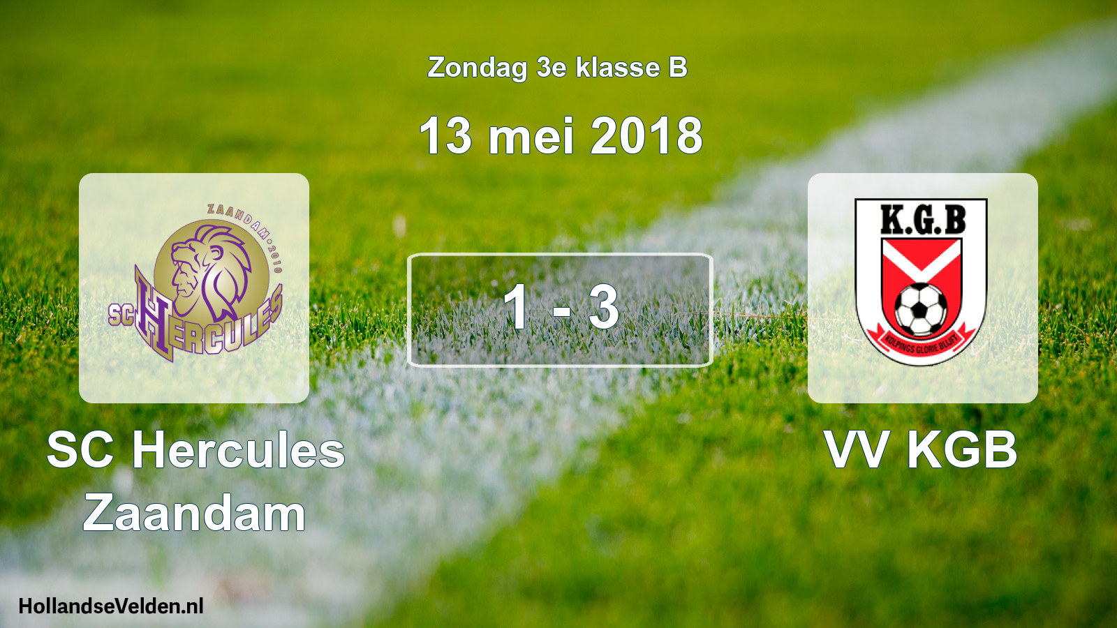 Total number of matches played: SC Hercules Zaandam - VV KGB 1 - 3 (13 May 2018)