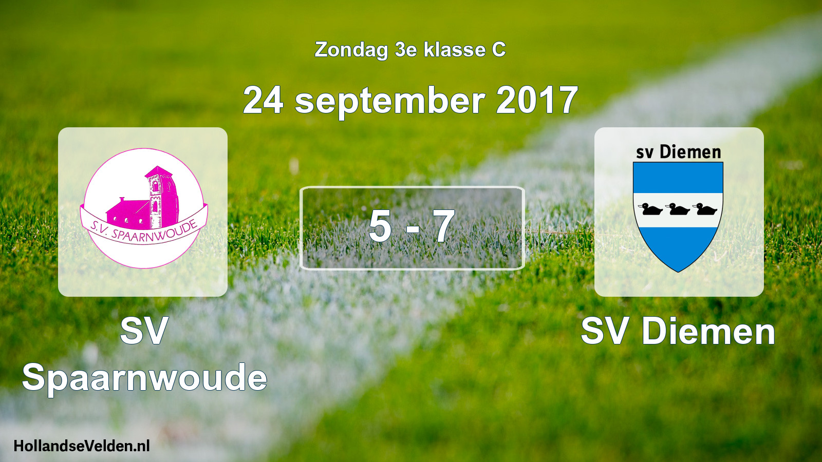Total number of matches played: SV Spaarnwoude - SV Diemen 5 - 7 (24 September 2017)