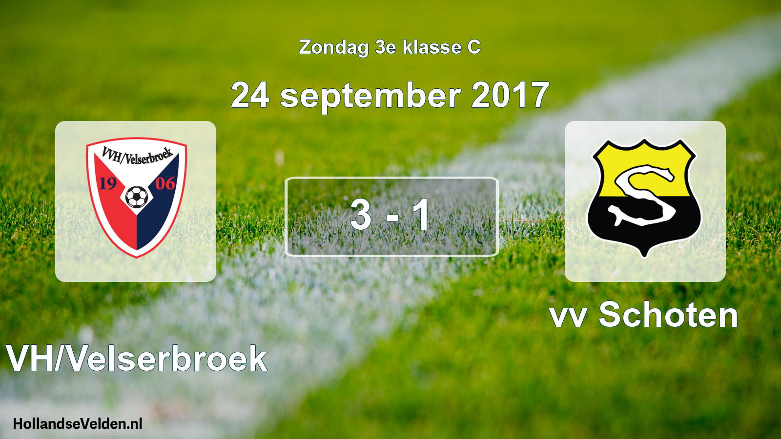Total number of matches played: VVH/Velserbroek - vv Schoten 3 - 1 (24 September 2017)