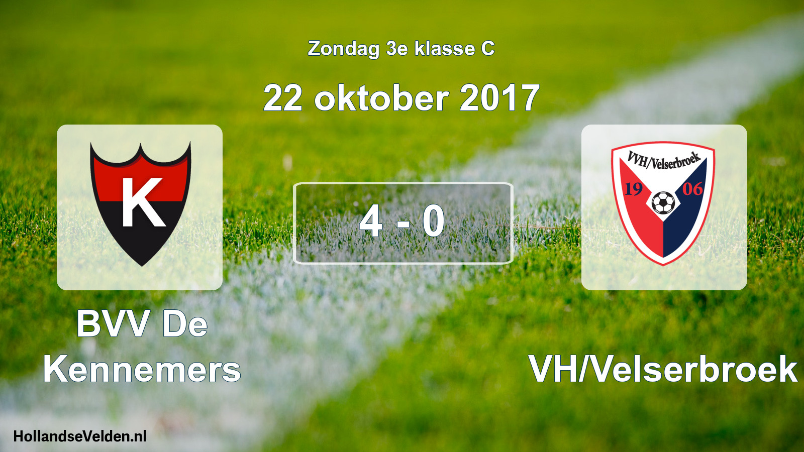 Total number of matches played: BVV De Kennemers - VVH/Velserbroek 4 - 0 (22 October 2017)