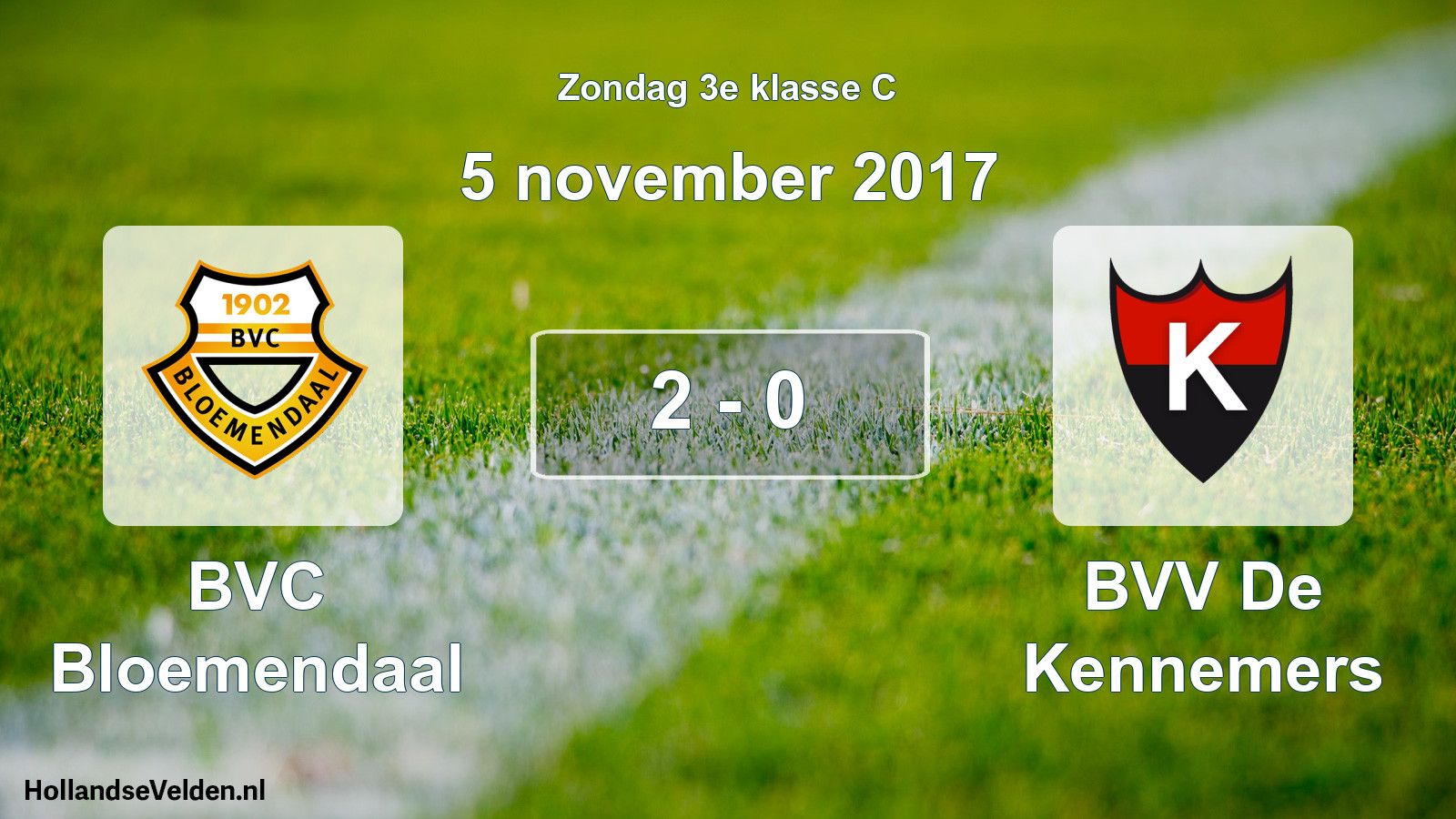 Total number of matches played: BVC Bloemendaal - BVV De Kennemers 2 - 0 (5 November 2017)