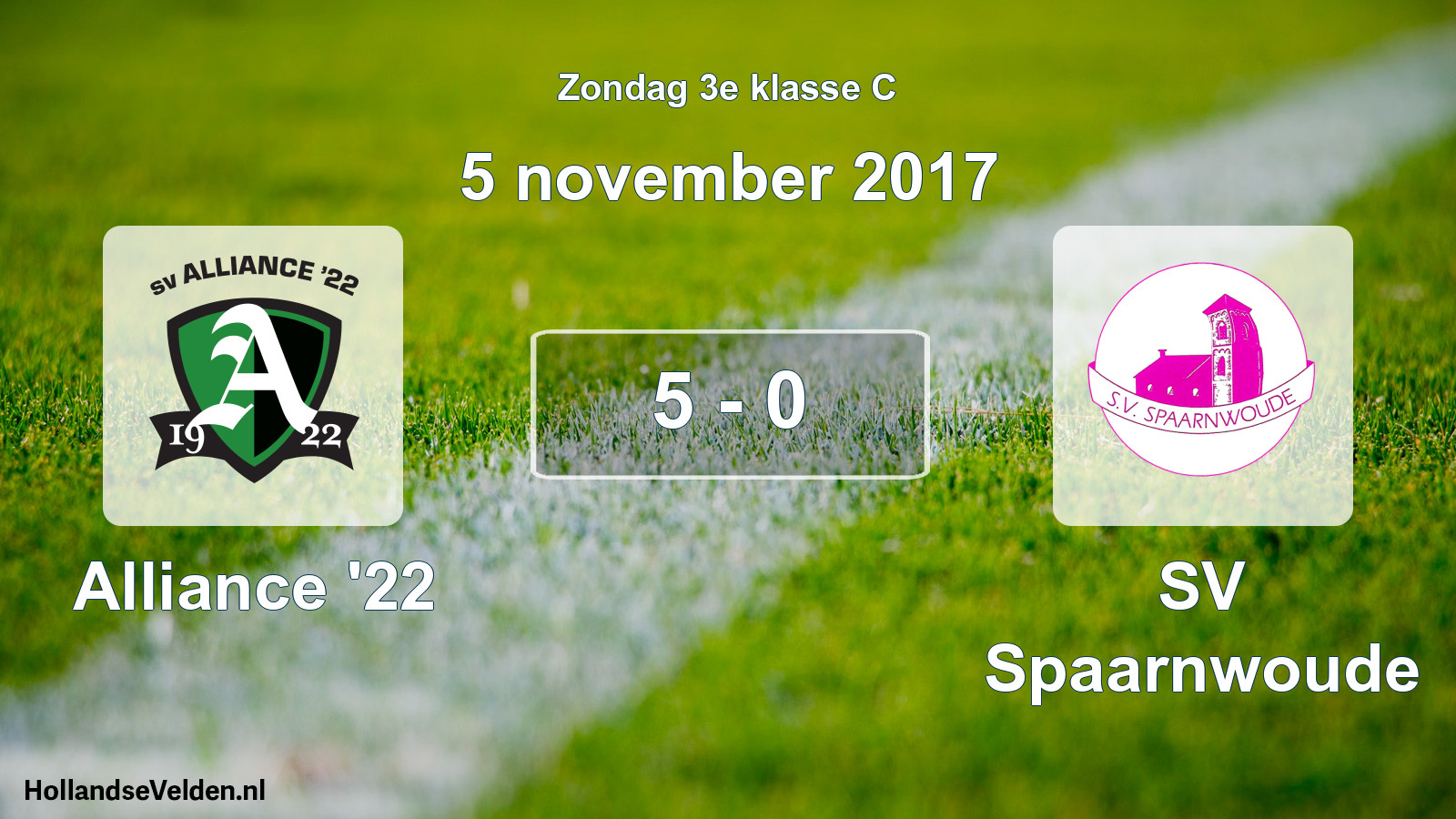 Total number of matches played: Alliance '22 - SV Spaarnwoude 5 - 0 (5 November 2017)