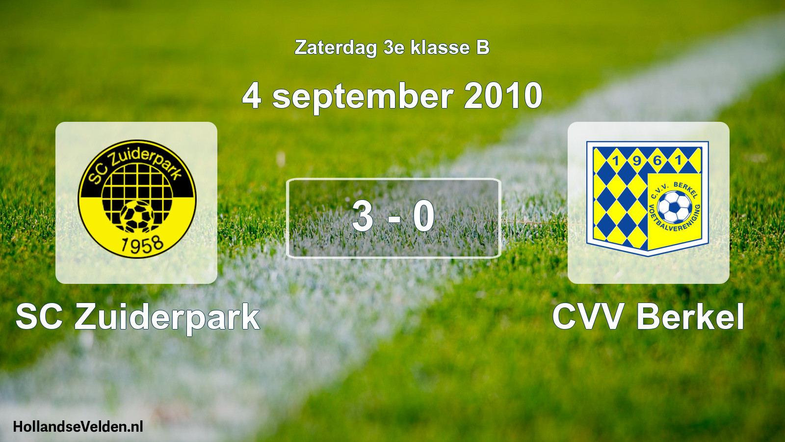 Total number of matches played: SC Zuiderpark - CVV Berkel 3 - 0 (4 September 2010)