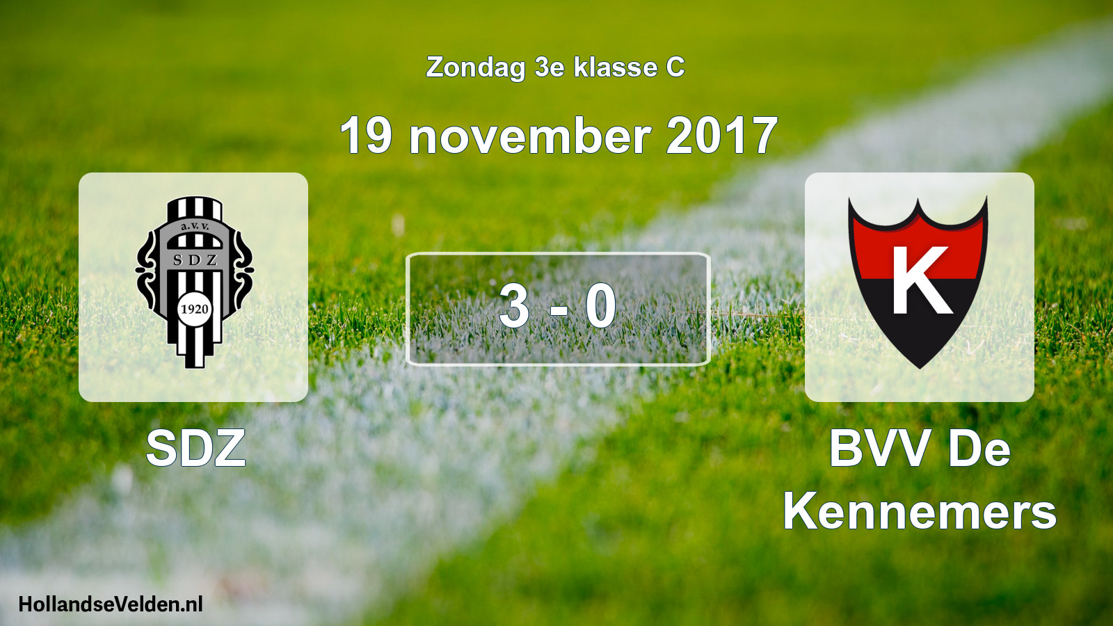 Total number of matches played: SDZ - BVV De Kennemers 3 - 0 (19 November 2017)