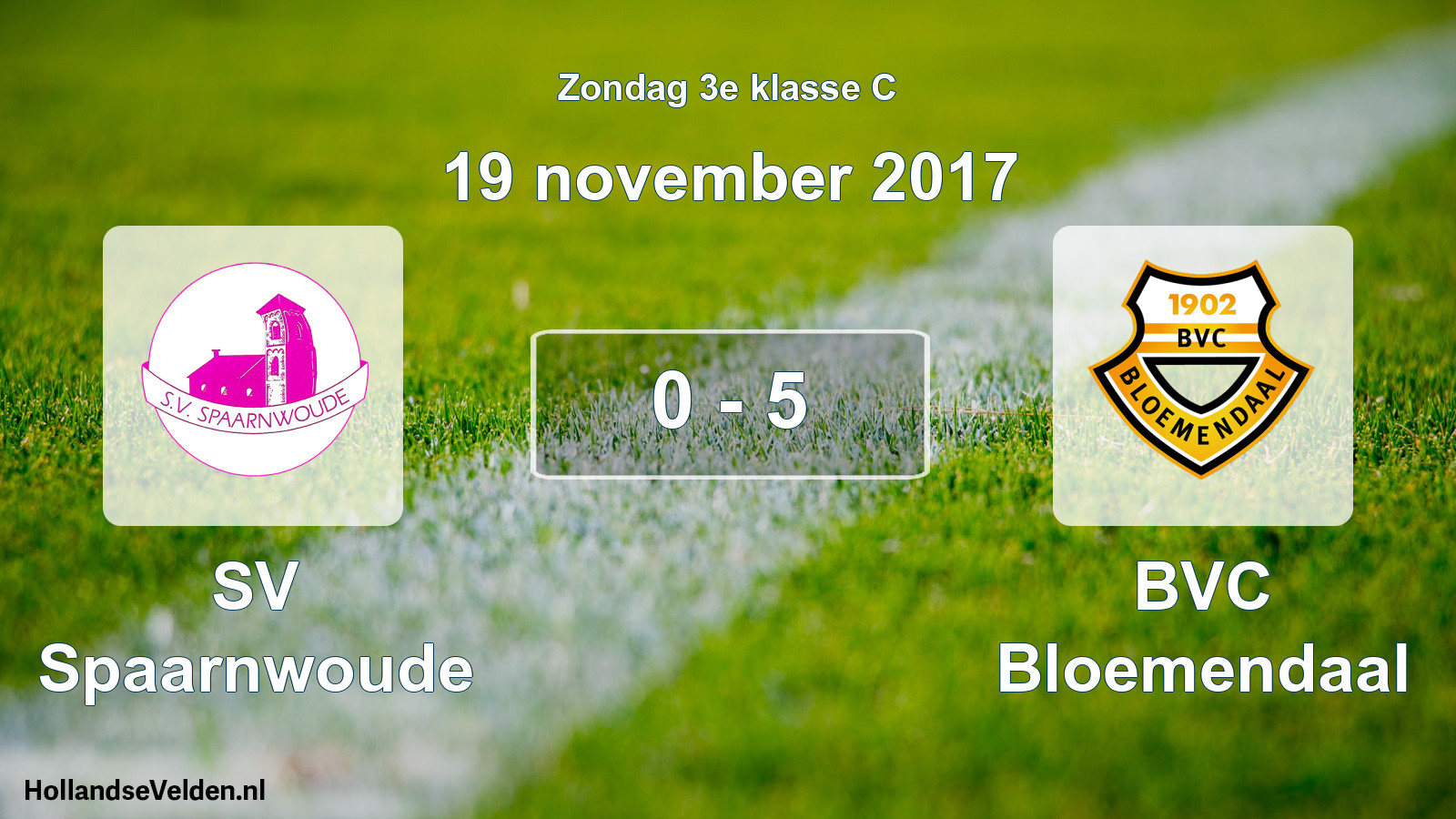 Total number of matches played: SV Spaarnwoude - BVC Bloemendaal 0 - 5 (19 November 2017)