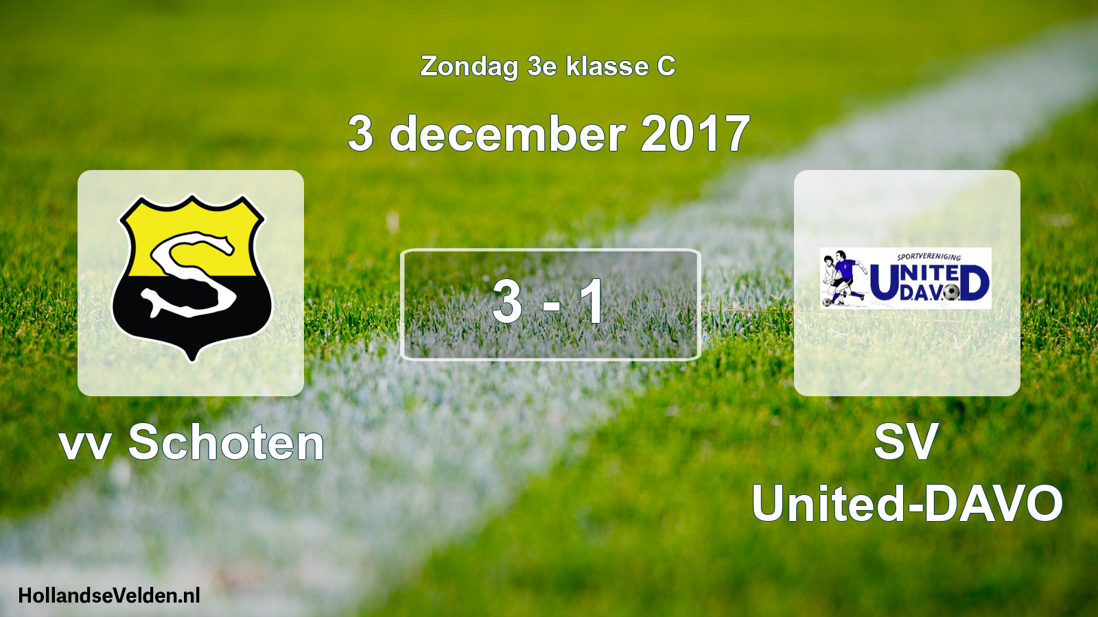 Total number of matches played: vv Schoten - SV United-DAVO 3 - 1 (3 December 2017)