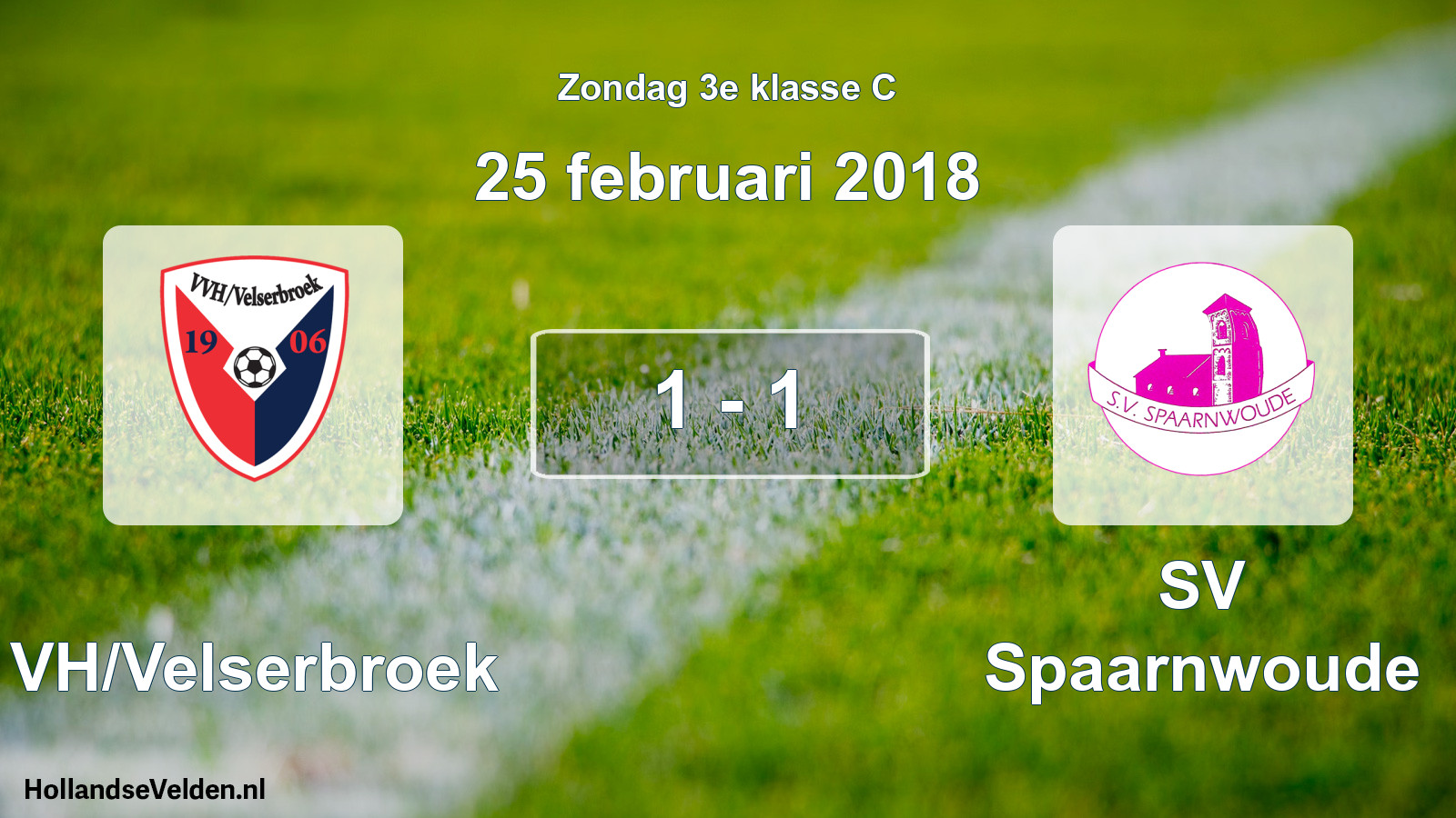 Total number of matches played: VVH/Velserbroek - SV Spaarnwoude 1 - 1 (25 February 2018)