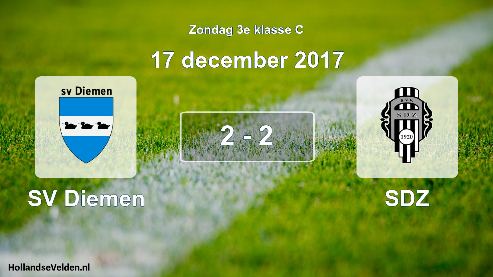 Total number of matches played: SV Diemen - SDZ 2 - 2 (17 December 2017)