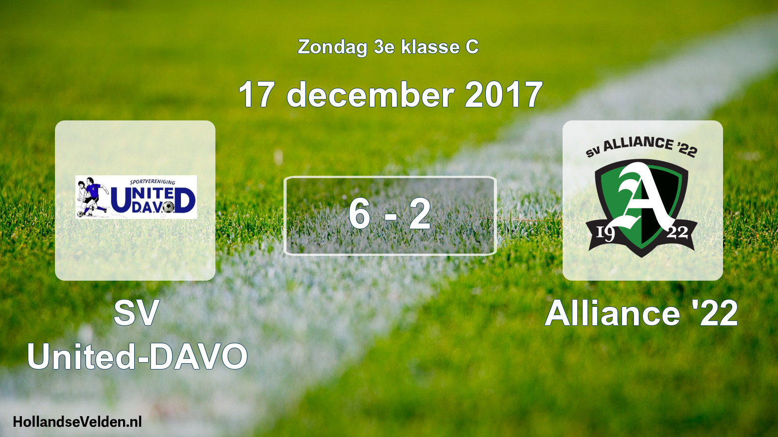 Total number of matches played: SV United-DAVO - Alliance '22 6 - 2 (17 December 2017)