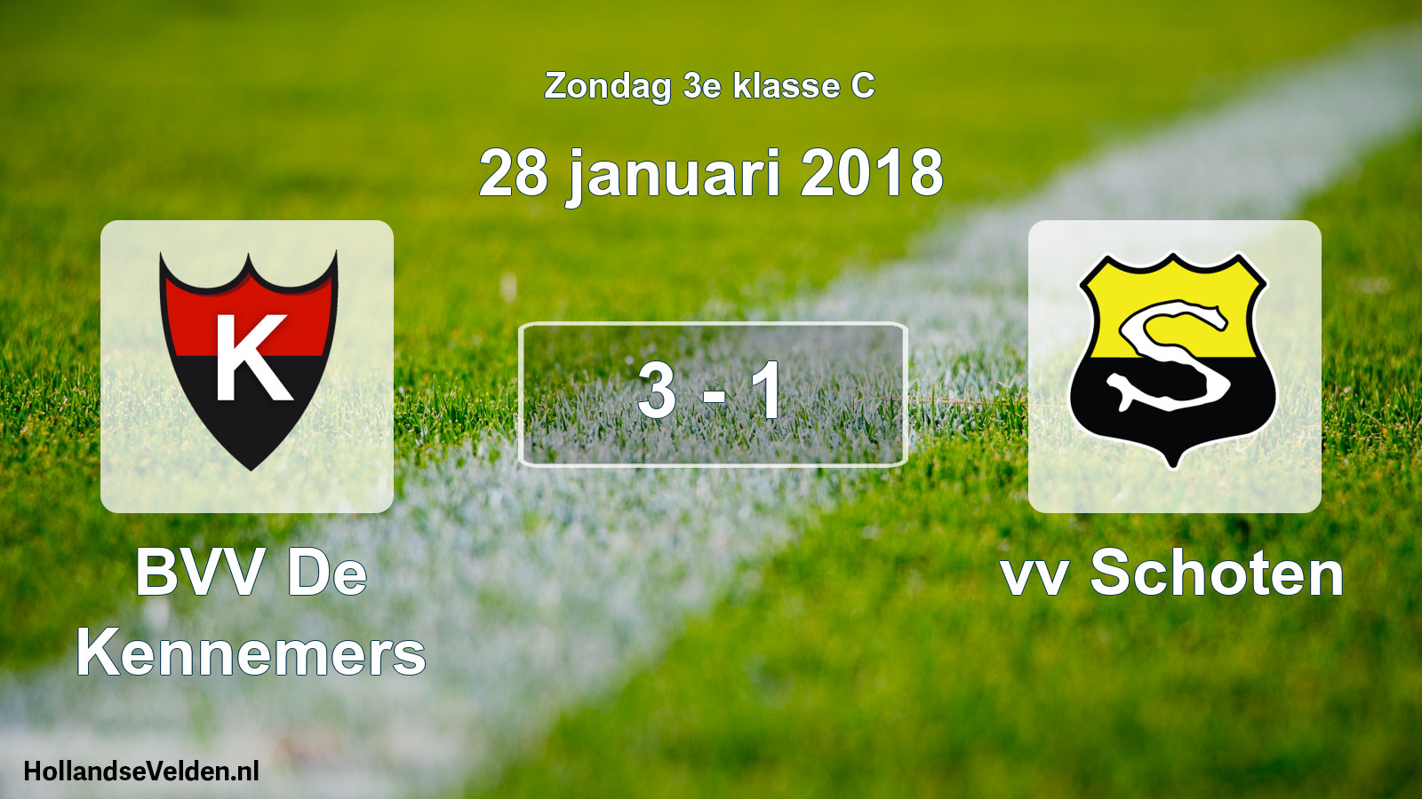 Total number of matches played: BVV De Kennemers - vv Schoten 3 - 1 (28 January 2018)