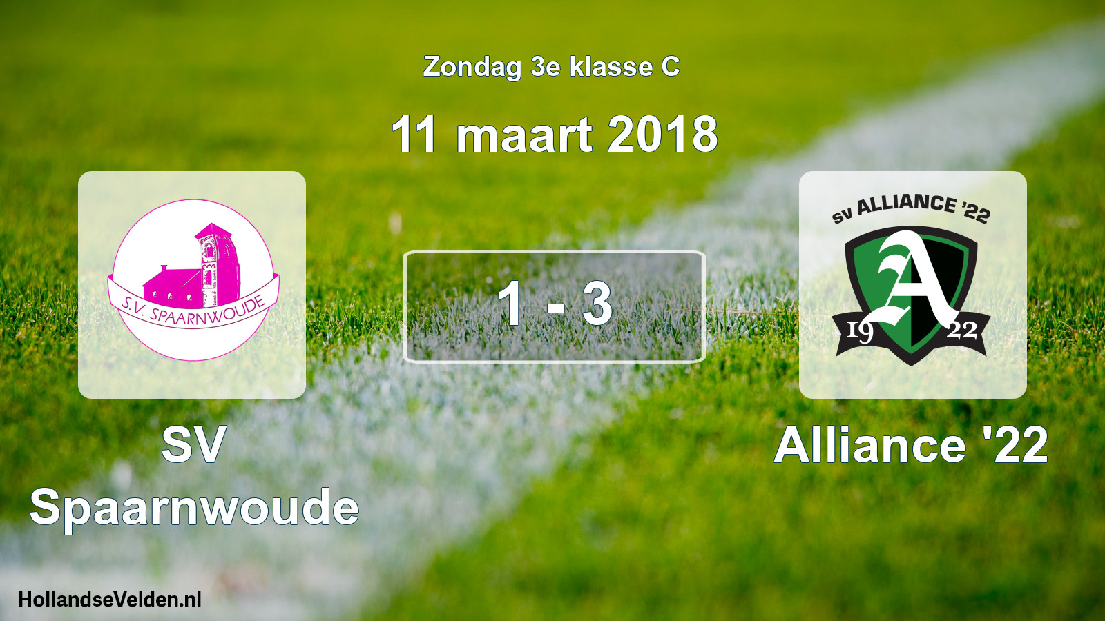 Total number of matches played: SV Spaarnwoude - Alliance '22 1 - 3 (11 March 2018)
