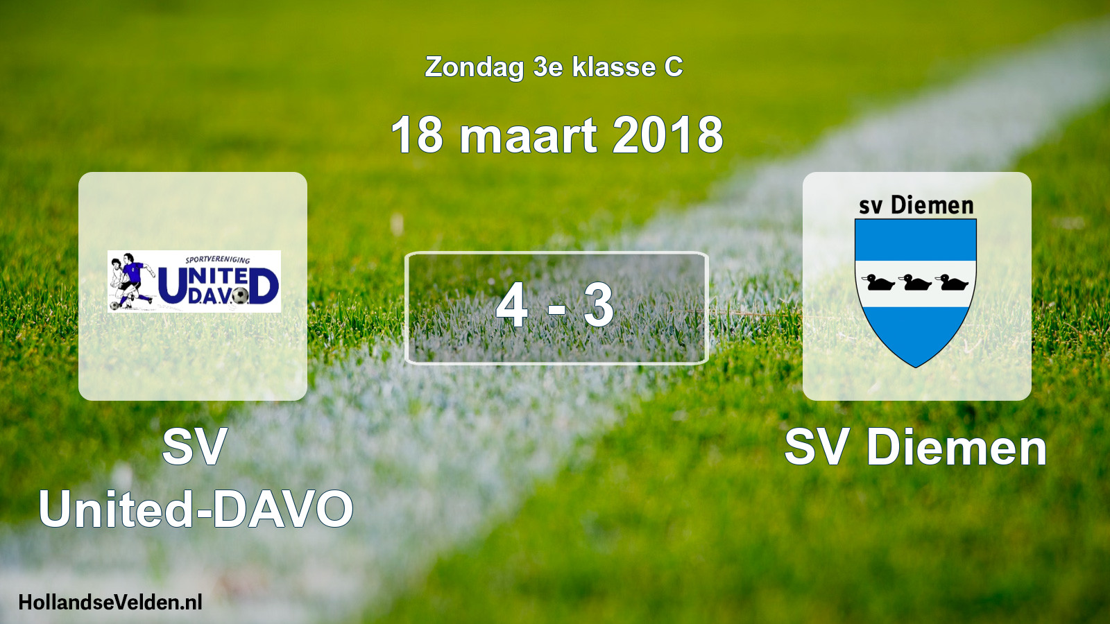 Total number of matches played: SV United-DAVO - SV Diemen 4 - 3 (18 March 2018)