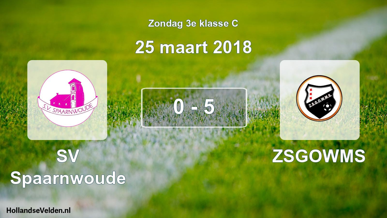 Total number of matches played: SV Spaarnwoude - ZSGOWMS 0 - 5 (25 March 2018)
