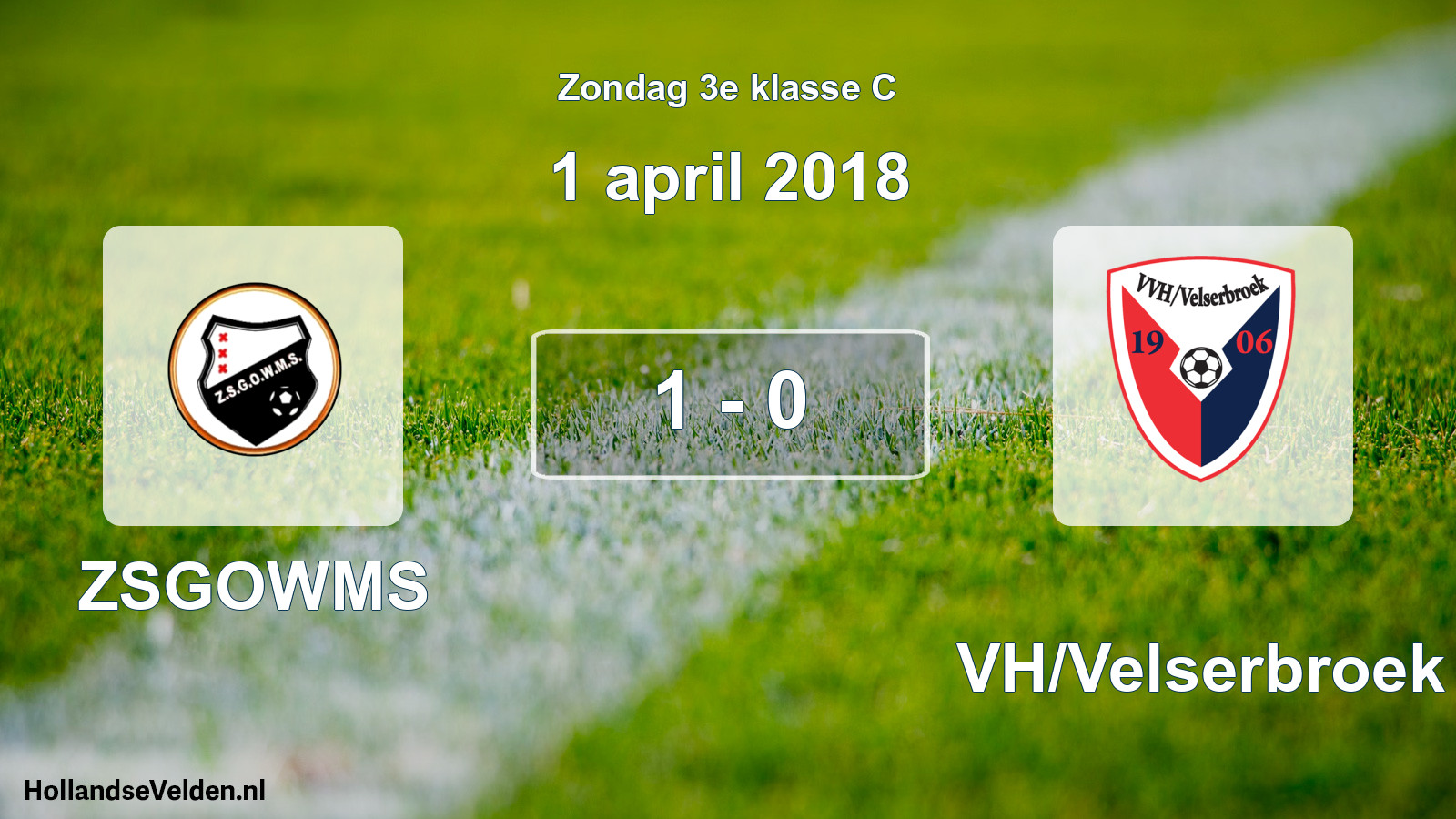 Total number of matches played: ZSGOWMS - VVH/Velserbroek 1 - 0 (1 April 2018)