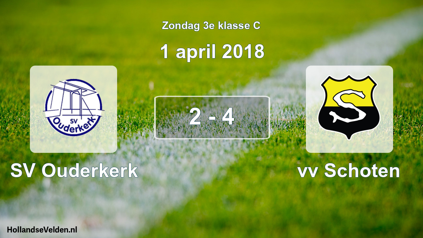 Total number of matches played: SV Ouderkerk - vv Schoten 2 - 4 (1 April 2018)