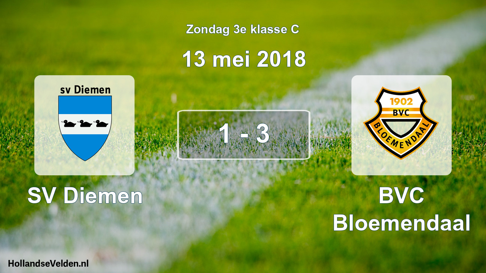 Total number of matches played: SV Diemen - BVC Bloemendaal 1 - 3 (13 May 2018)