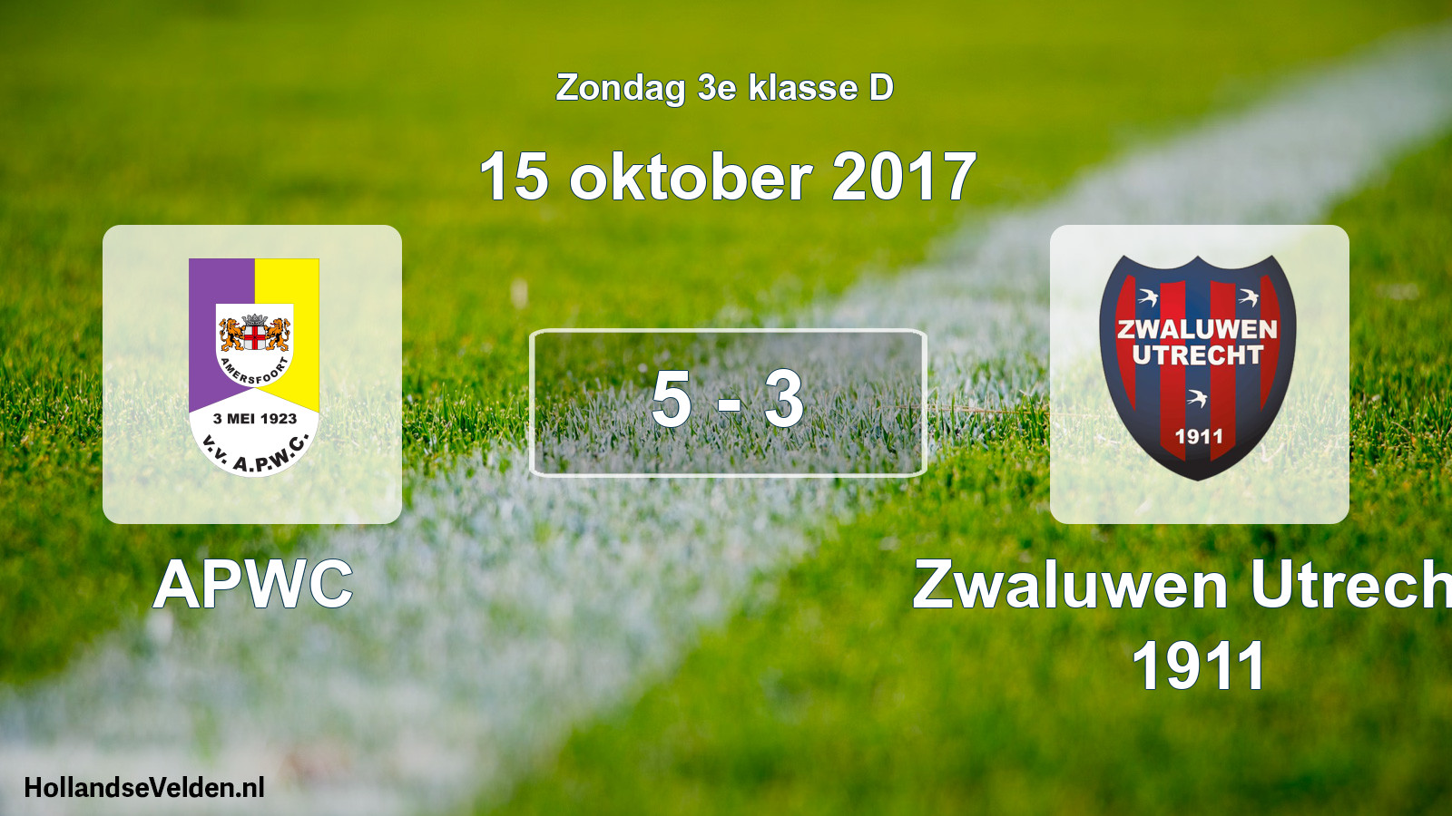 Total number of matches played: APWC - Zwaluwen Utrecht 1911 5 - 3 (15 October 2017)