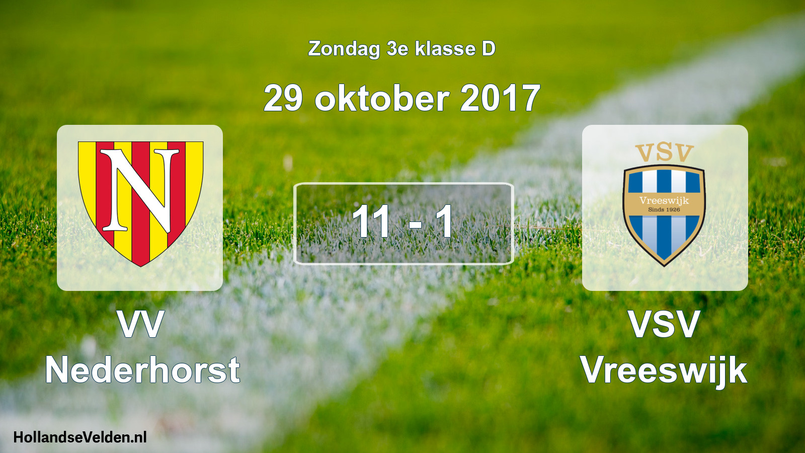 Total number of matches played: VV Nederhorst - VSV Vreeswijk 11 - 1 (29 October 2017)