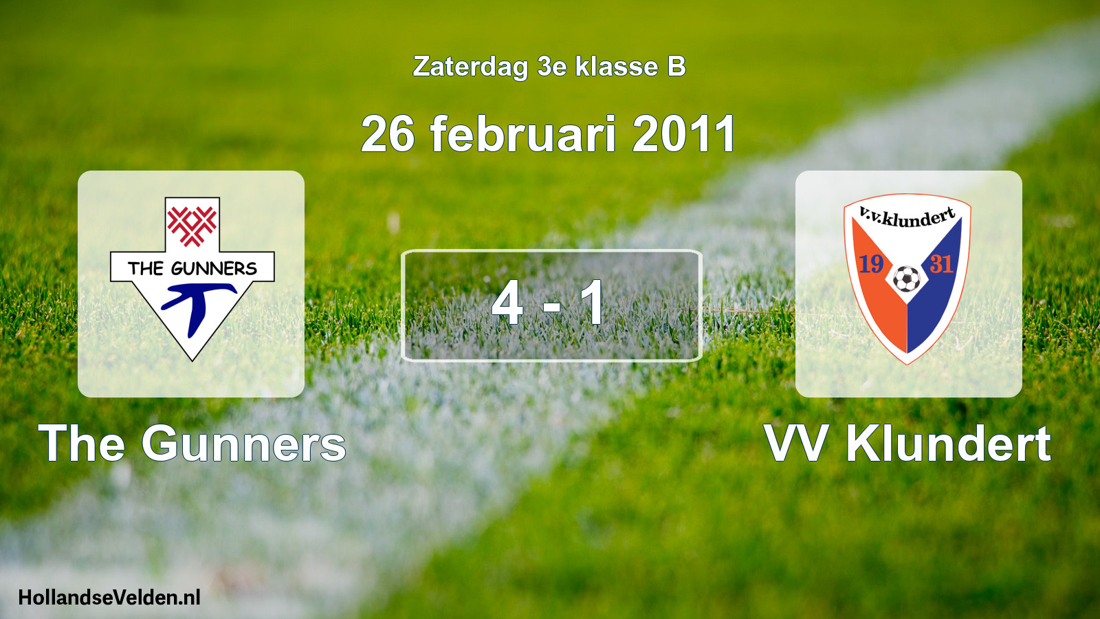 Total number of matches played: The Gunners - VV Klundert 4 - 1 (26 February 2011)