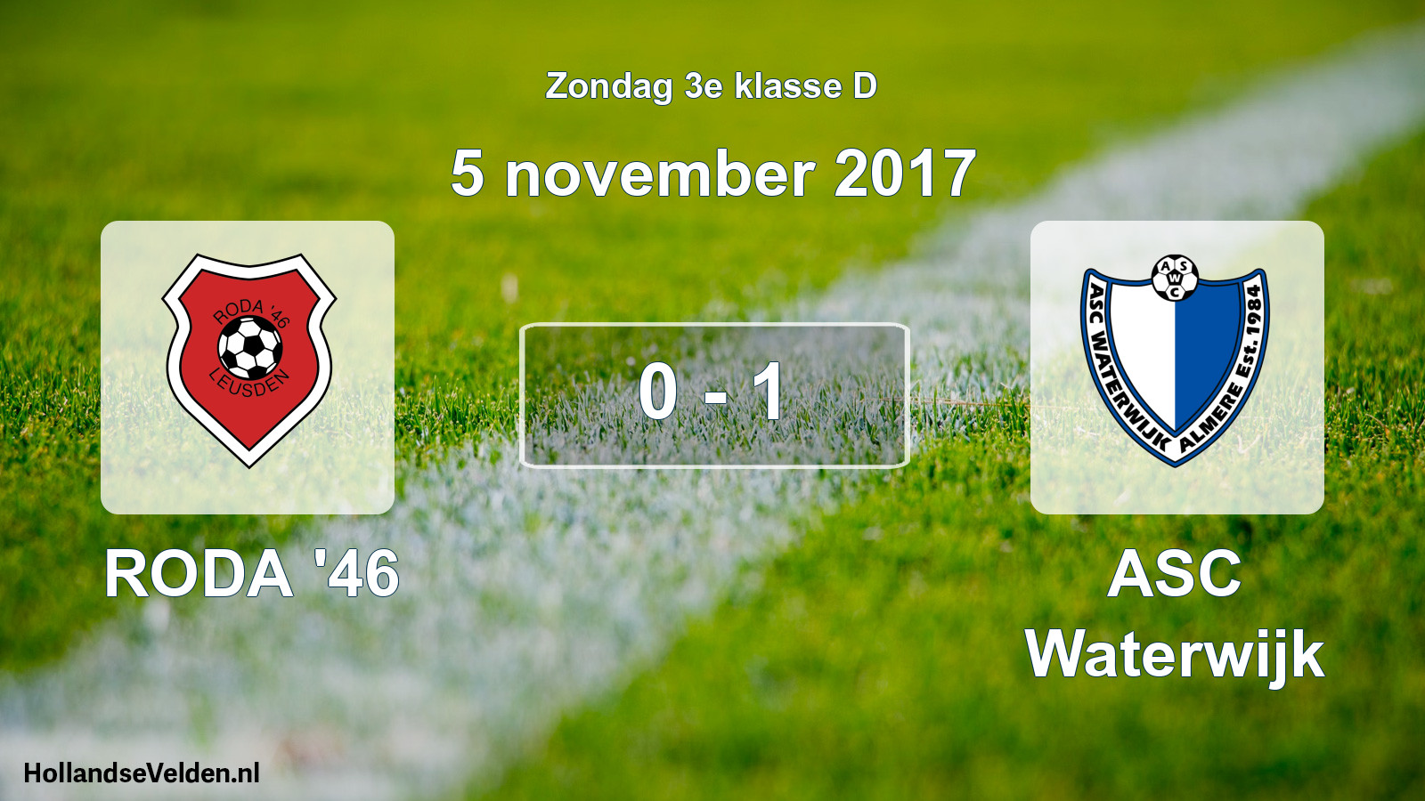 Total number of matches played: RODA '46 - ASC Waterwijk 0 - 1 (5 November 2017)