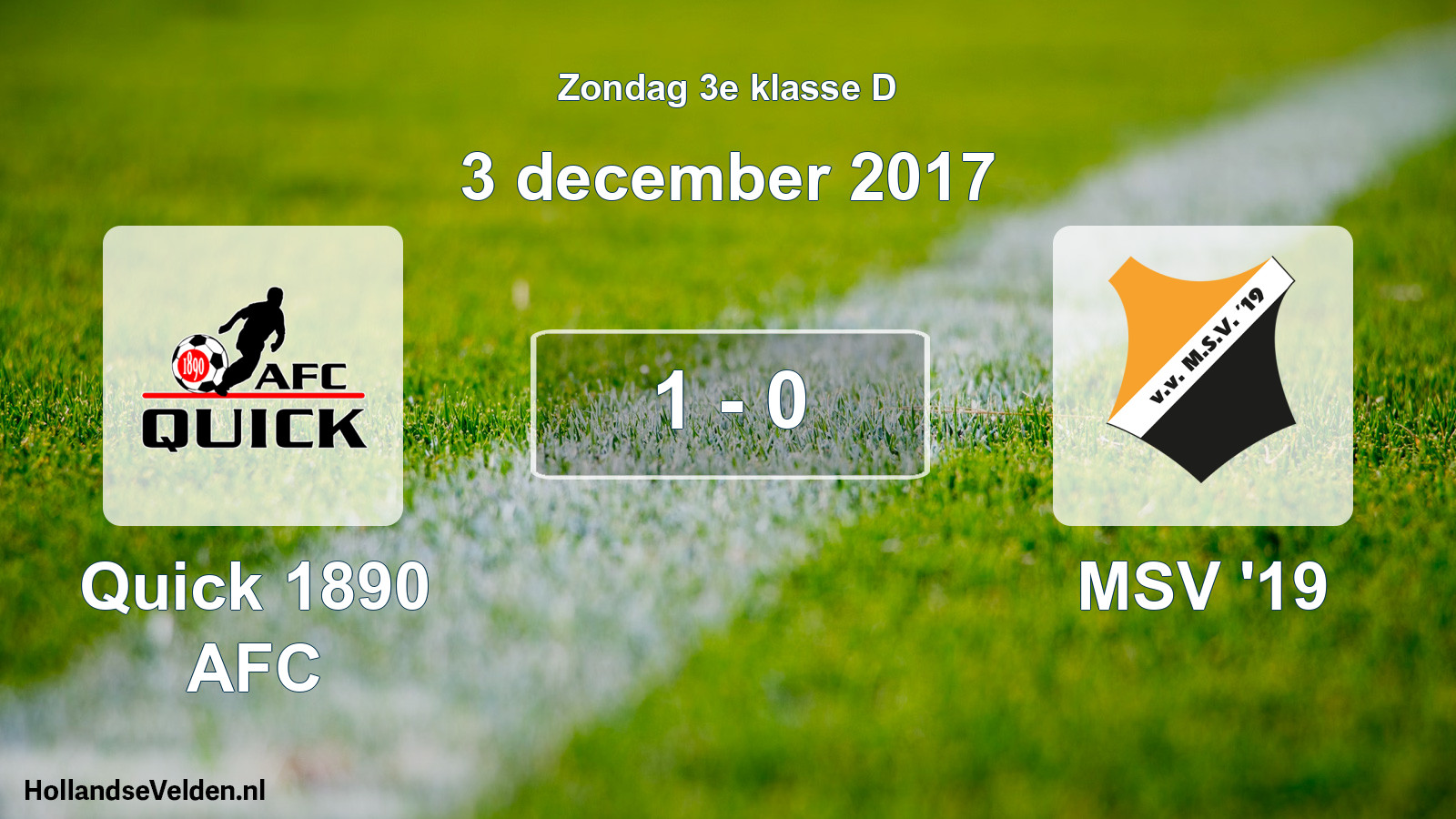 Total number of matches played: Quick 1890 AFC - MSV '19 1 - 0 (3 December 2017)