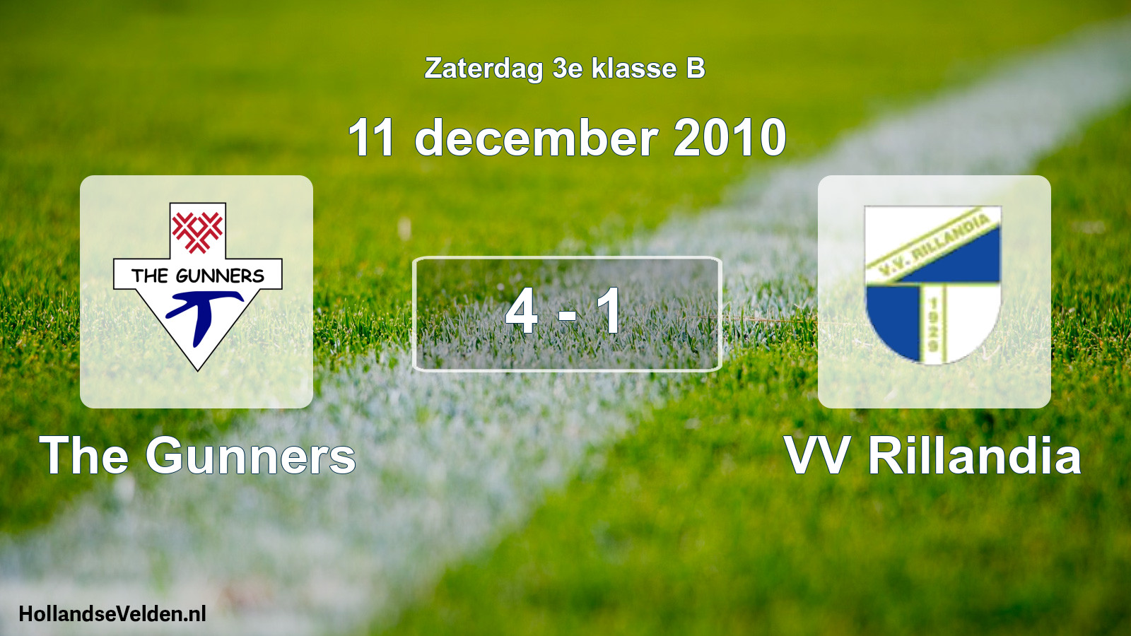 Total number of matches played: The Gunners - VV Rillandia 4 - 1 (11 December 2010)