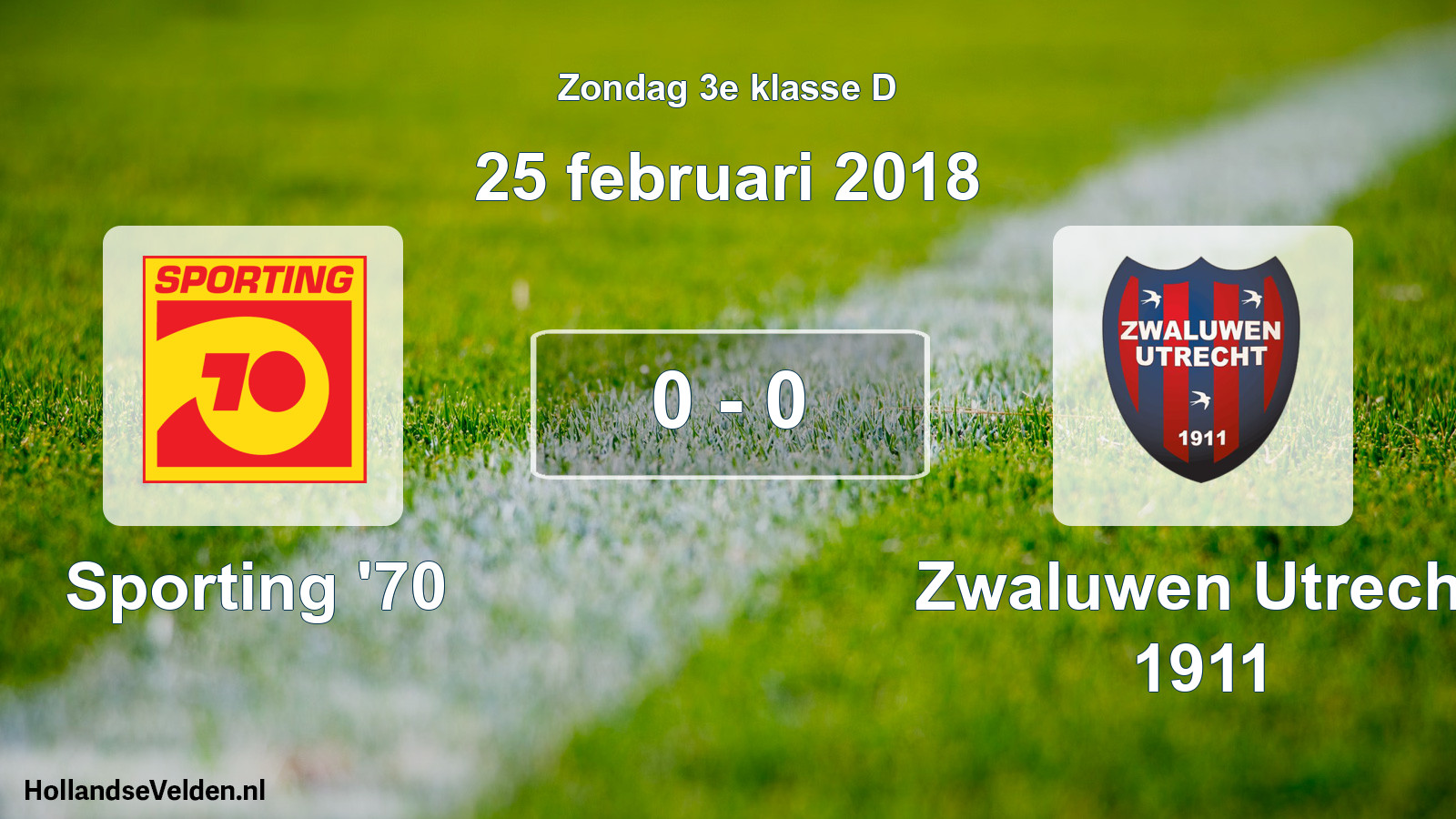 Total number of matches played: Sporting '70 - Zwaluwen Utrecht 1911 0 - 0 (25 February 2018)