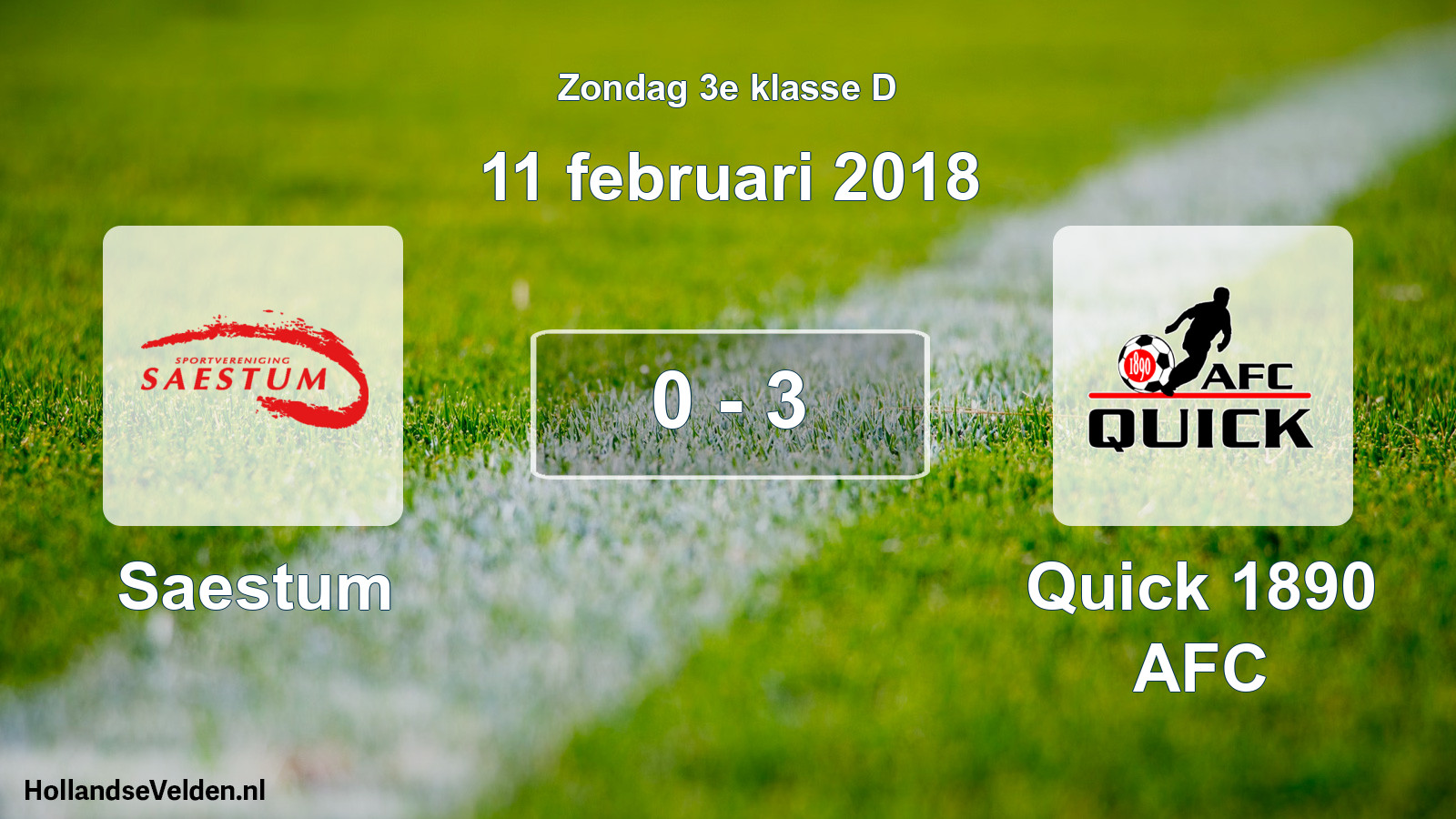Total number of matches played: Saestum - Quick 1890 AFC 0 - 3 (11 February 2018)