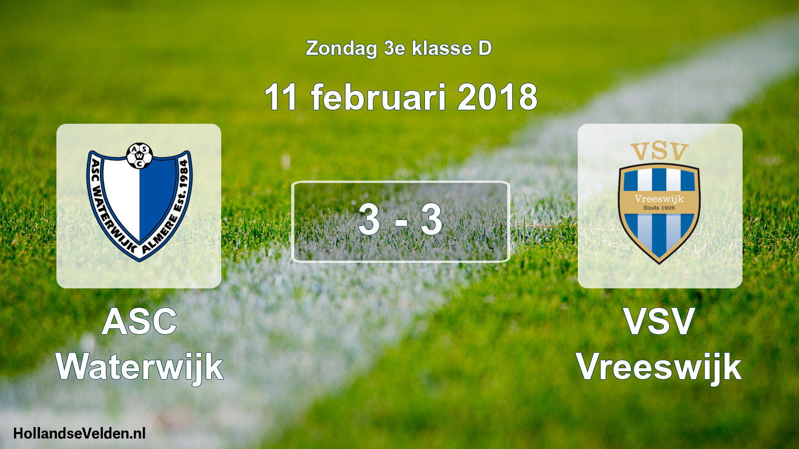Total number of matches played: ASC Waterwijk - VSV Vreeswijk 3 - 3 (11 February 2018)