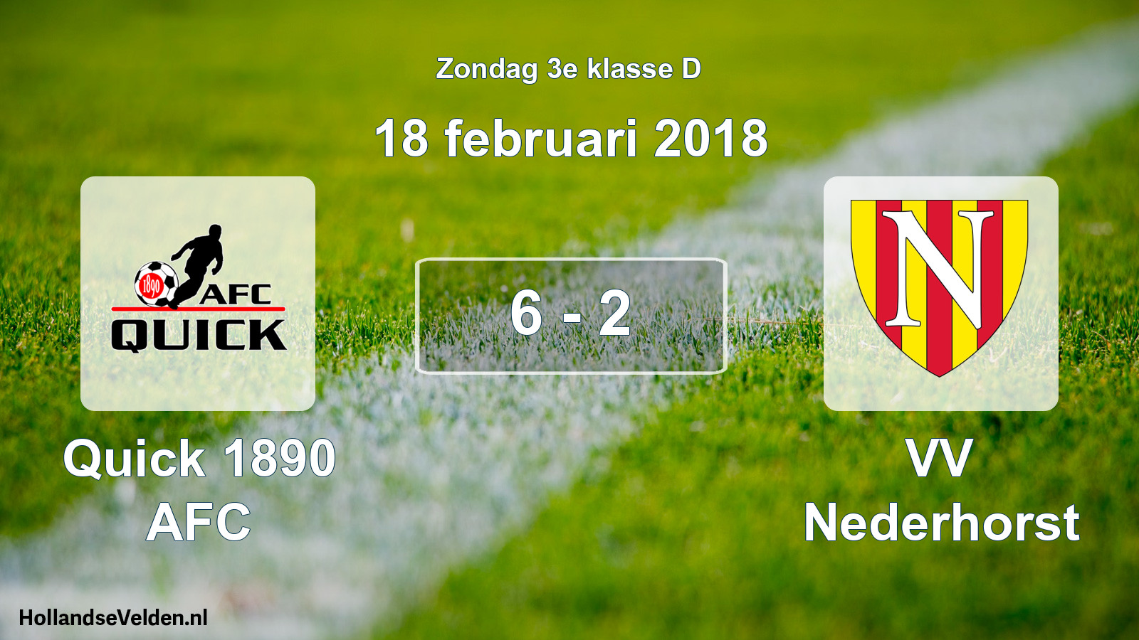 Total number of matches played: Quick 1890 AFC - VV Nederhorst 6 - 2 (18 February 2018)