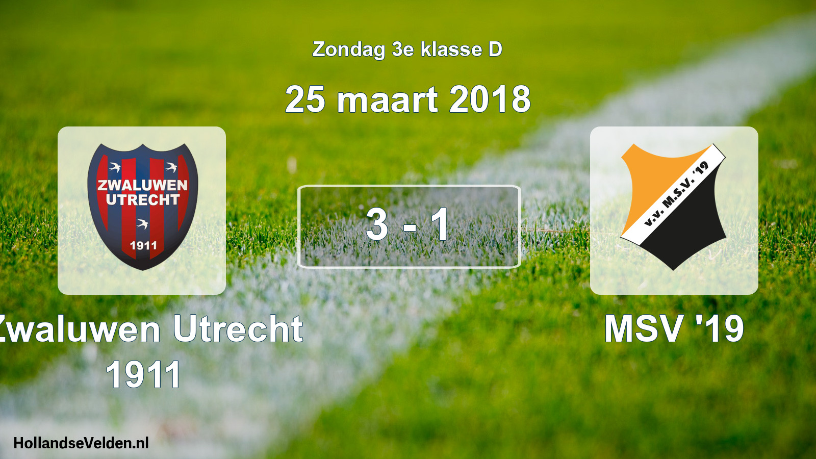 Total number of matches played: Zwaluwen Utrecht 1911 - MSV '19 3 - 1 (25 March 2018)