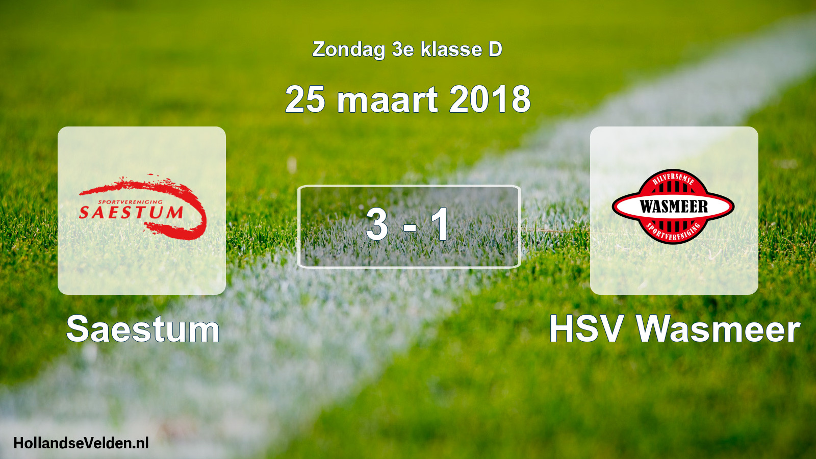 Total number of matches played: Saestum - HSV Wasmeer 3 - 1 (25 March 2018)