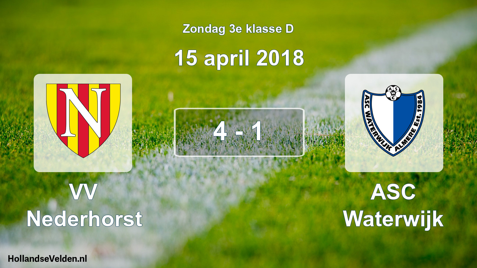 Total number of matches played: VV Nederhorst - ASC Waterwijk 4 - 1 (15 April 2018)