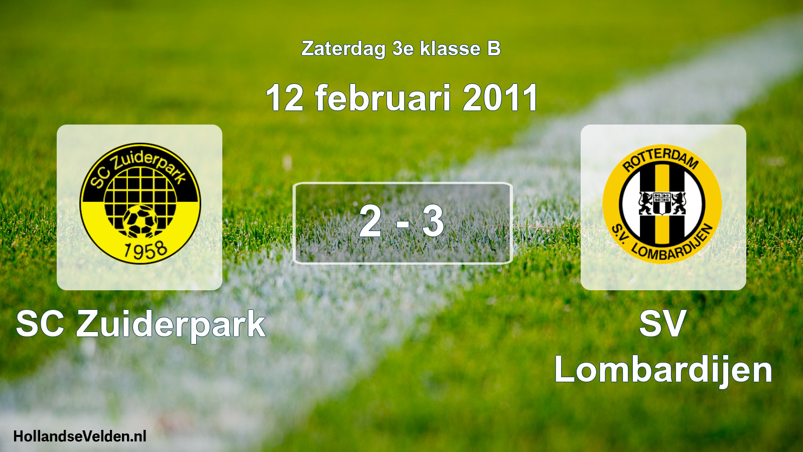 Total number of matches played: SC Zuiderpark - SV Lombardijen 2 - 3 (12 February 2011)